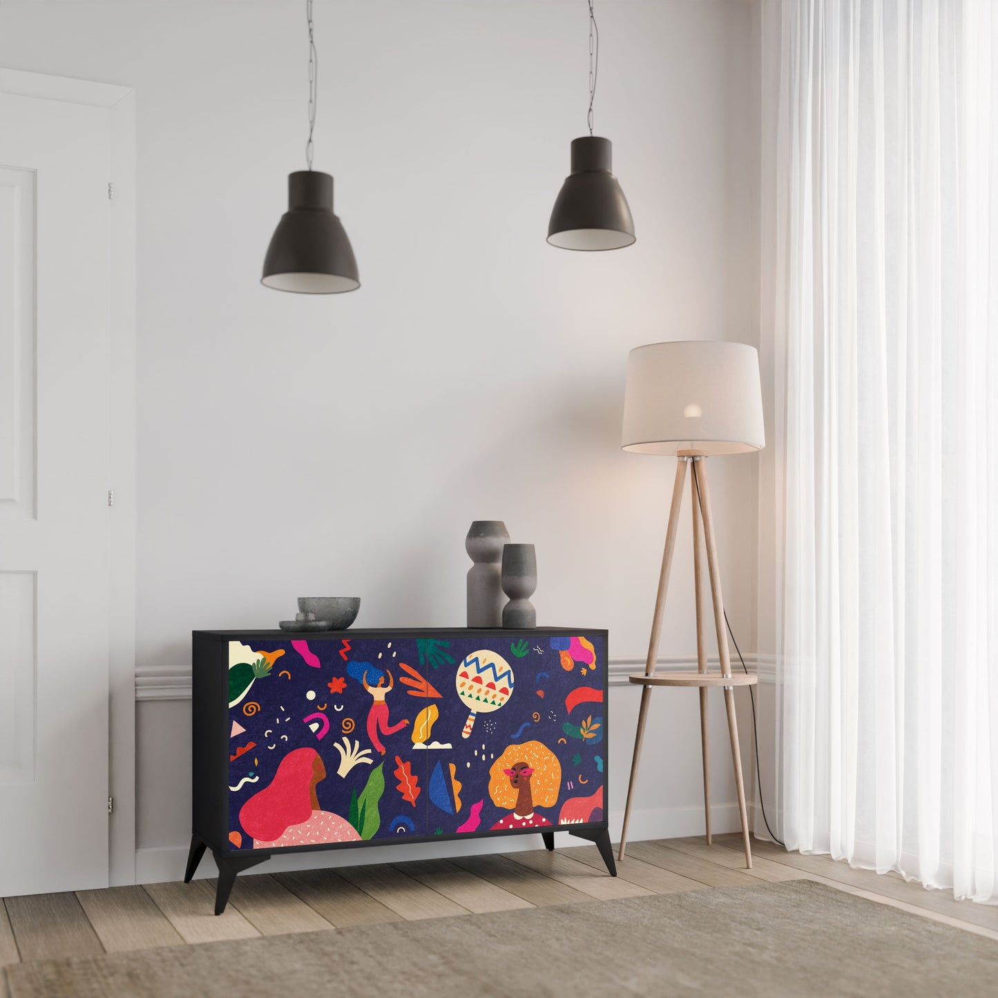 Credenza a 2 ante FESTIVE PLEASURES in finitura nera