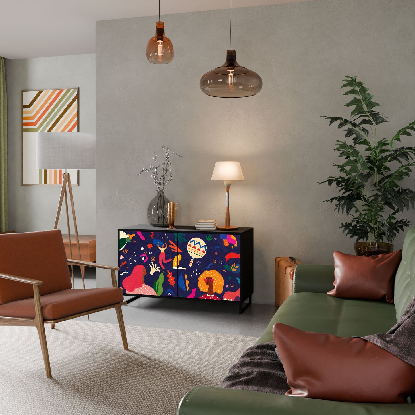 Credenza a 2 ante FESTIVE PLEASURES in finitura nera