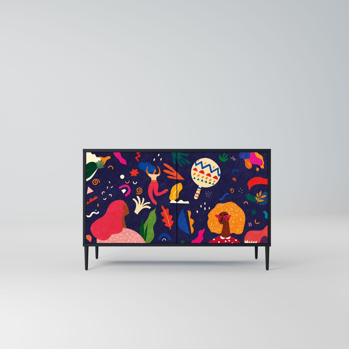 Credenza a 2 ante FESTIVE PLEASURES in finitura nera