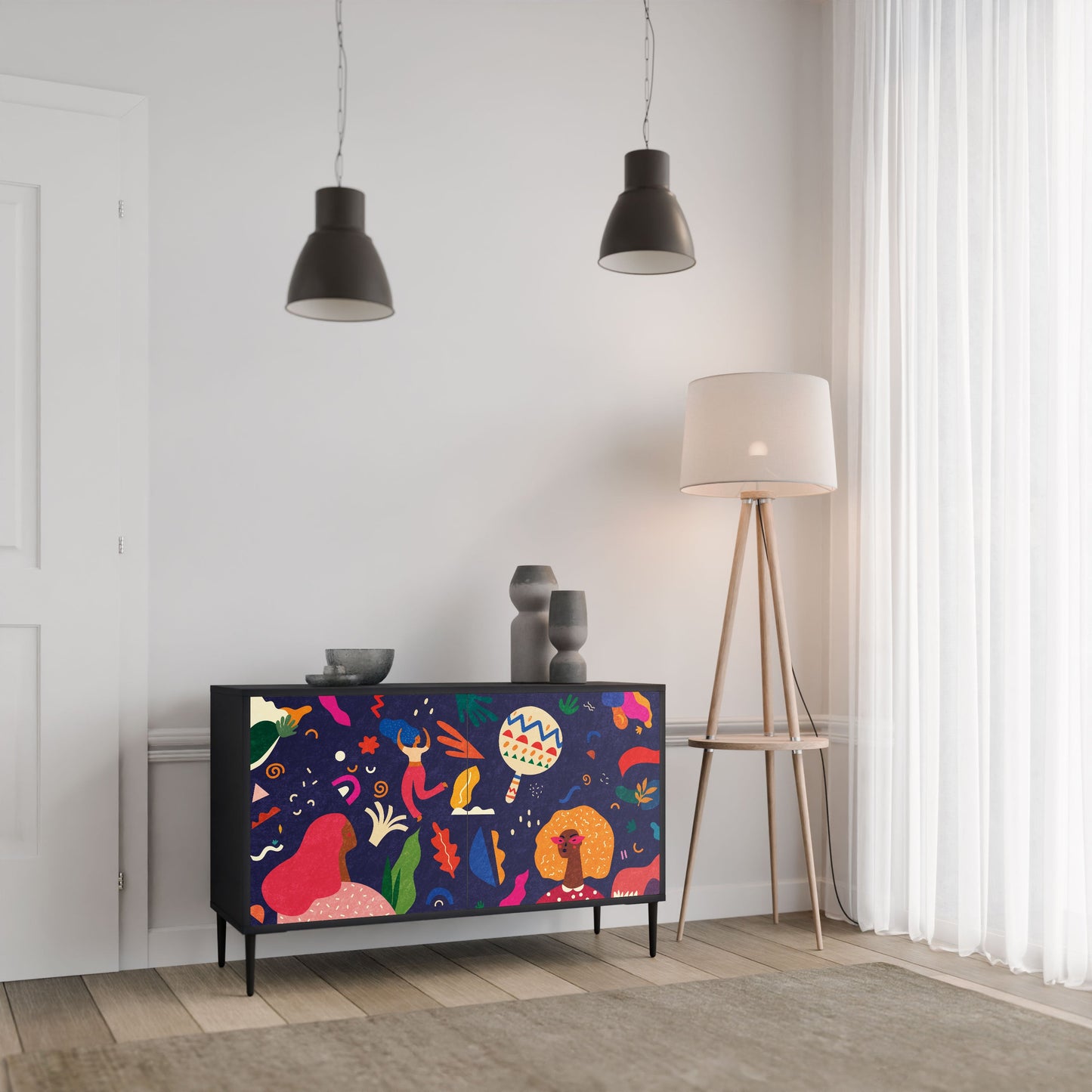 Credenza a 2 ante FESTIVE PLEASURES in finitura nera