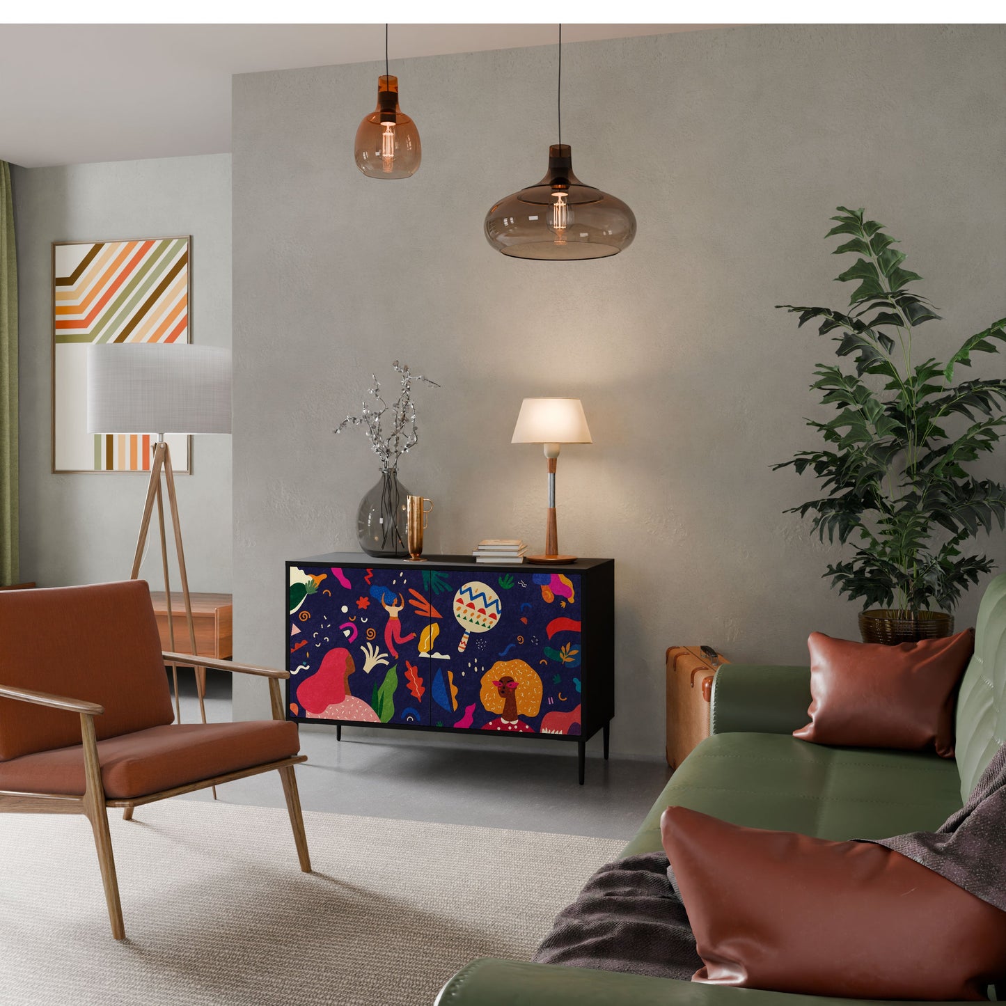 Credenza a 2 ante FESTIVE PLEASURES in finitura nera