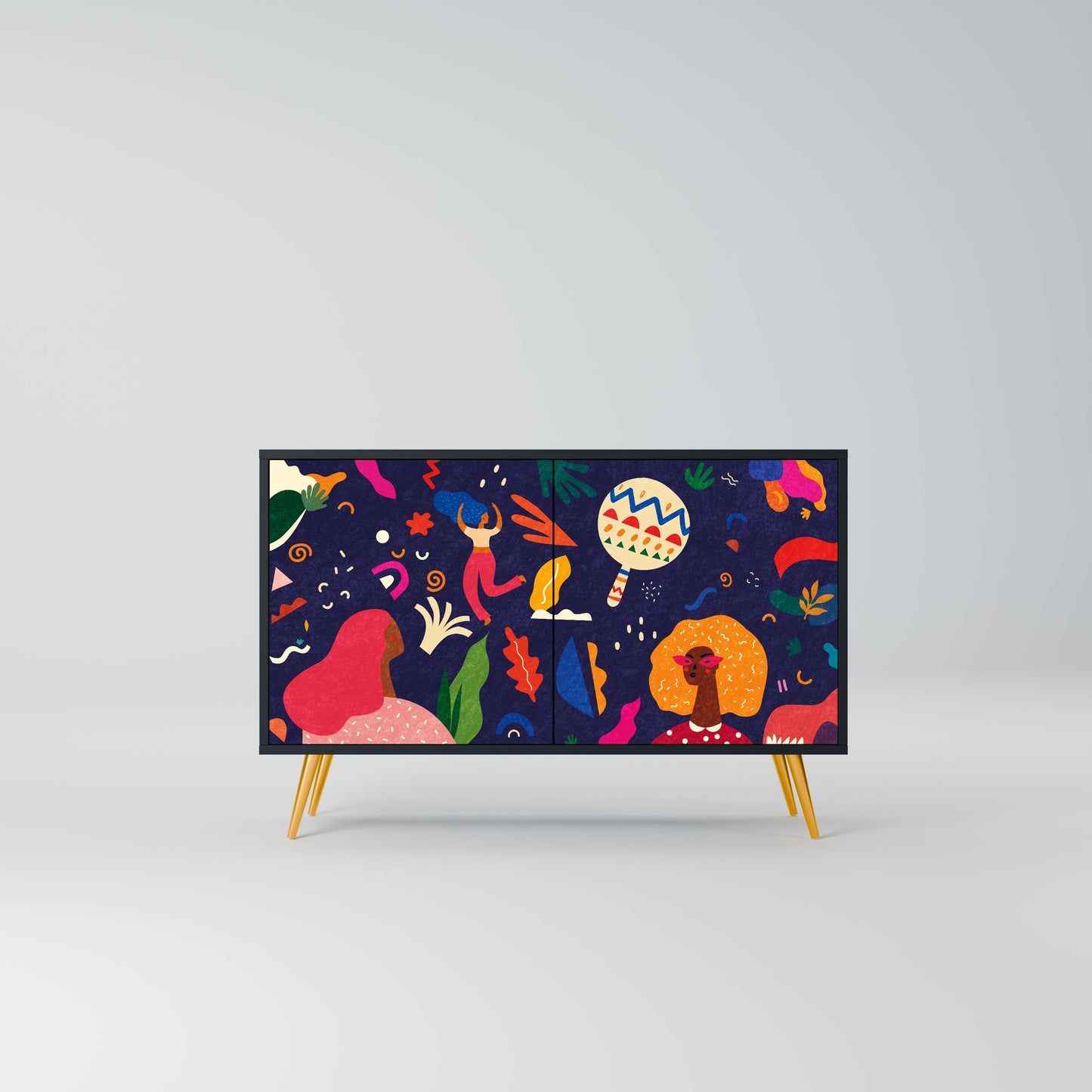 Credenza a 2 ante FESTIVE PLEASURES in finitura nera