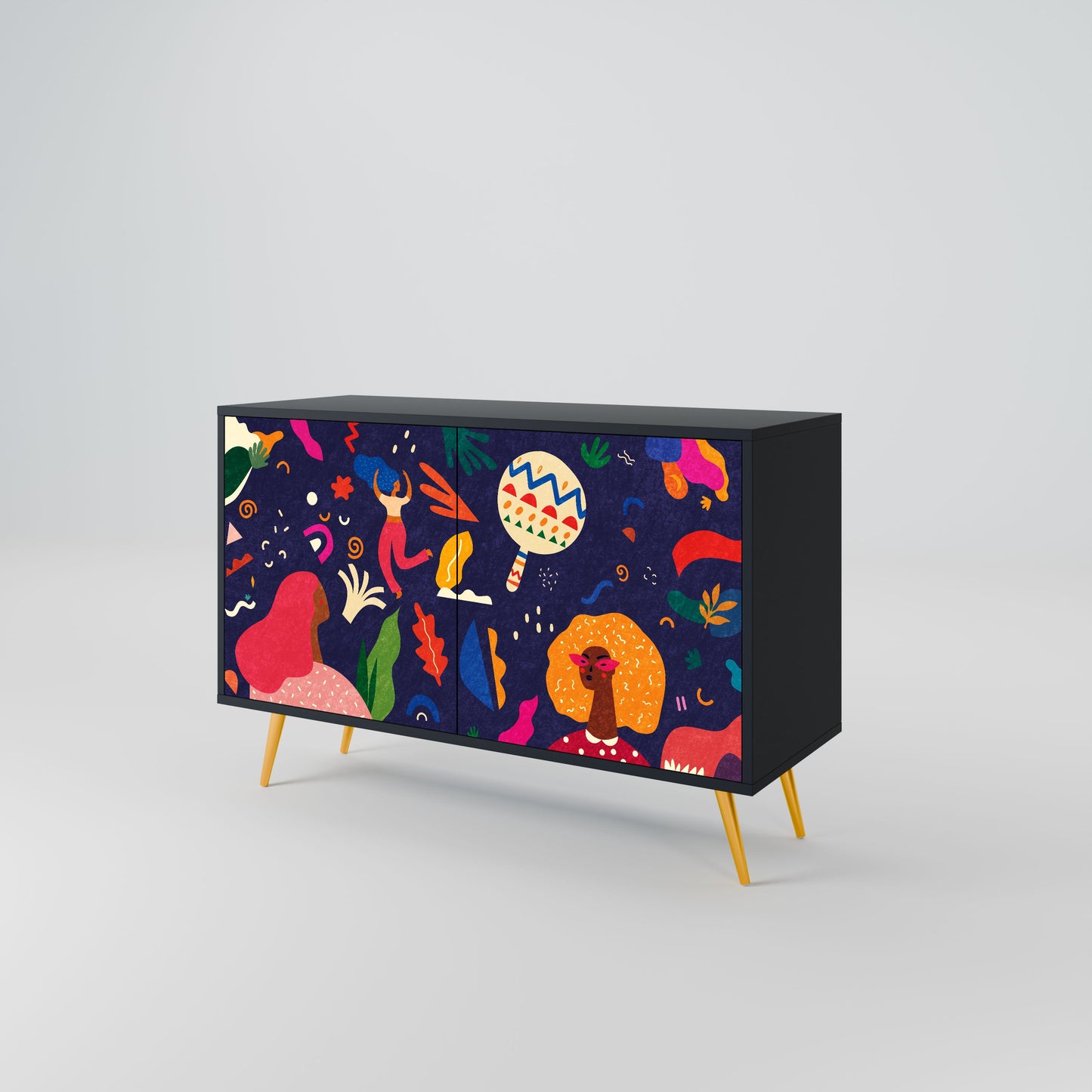 Credenza a 2 ante FESTIVE PLEASURES in finitura nera
