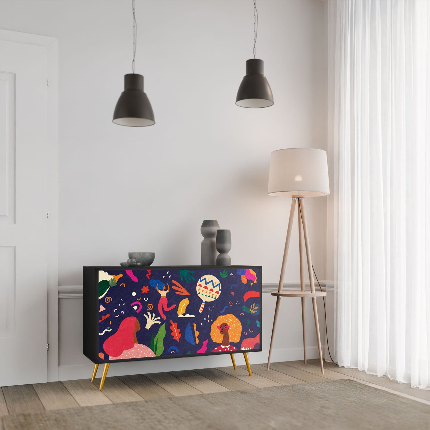 Credenza a 2 ante FESTIVE PLEASURES in finitura nera