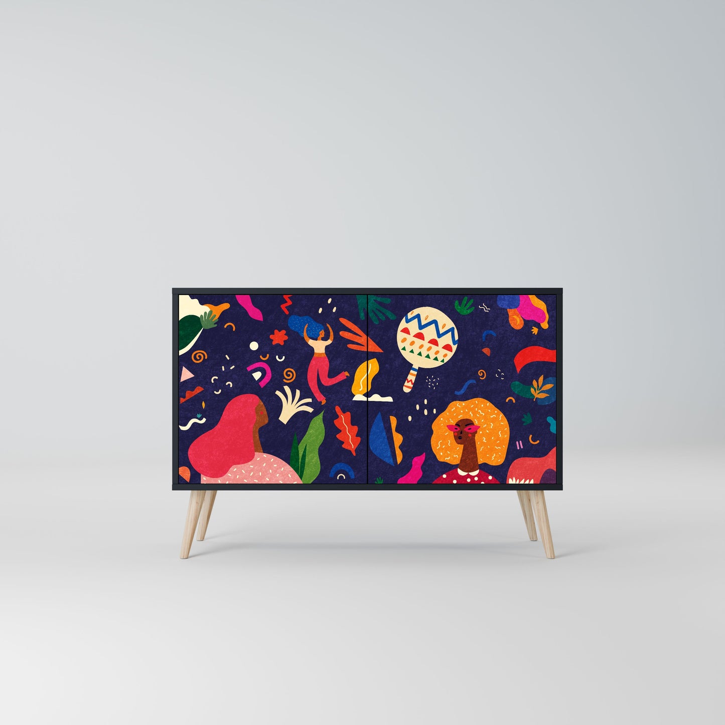 Credenza a 2 ante FESTIVE PLEASURES in finitura nera