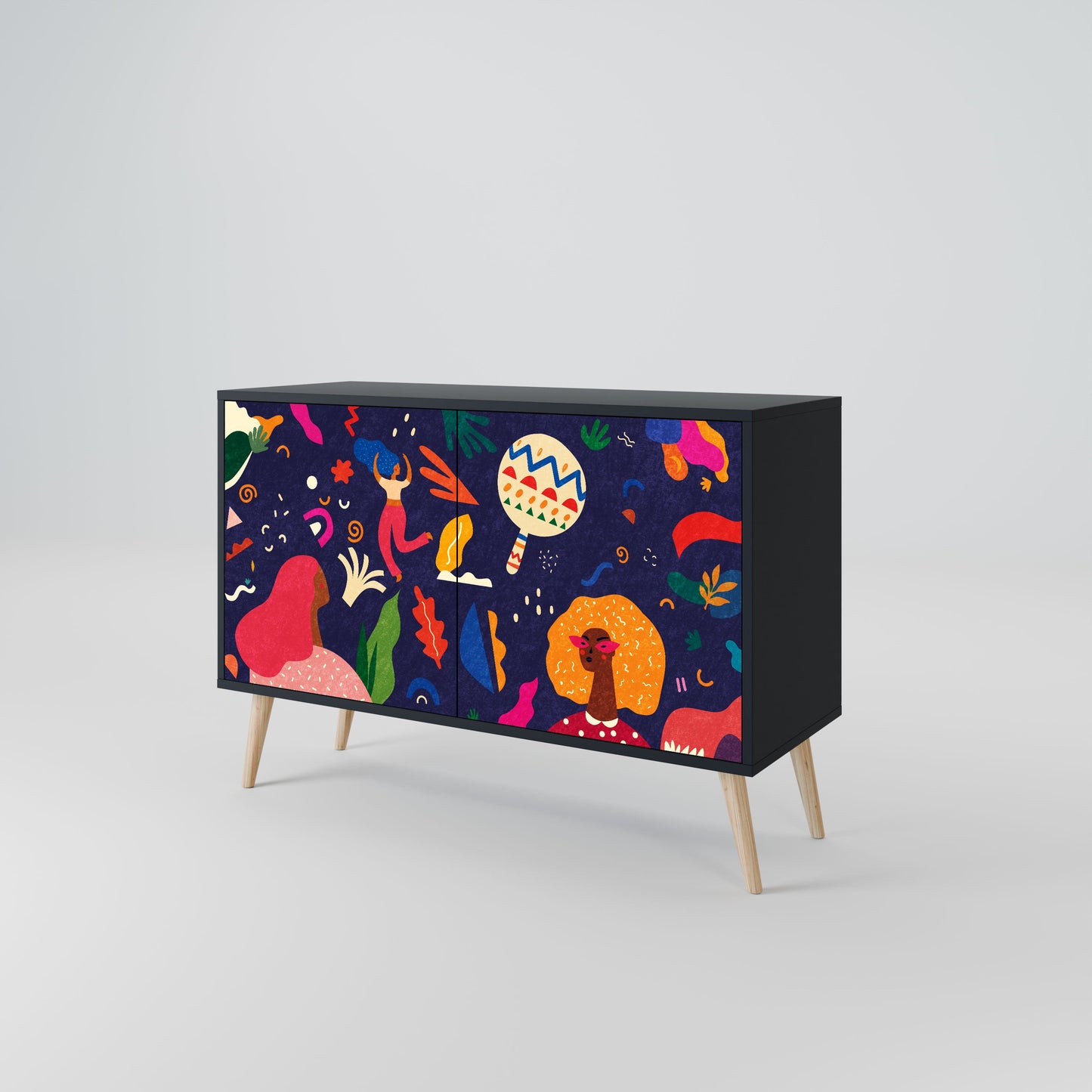 Credenza a 2 ante FESTIVE PLEASURES in finitura nera