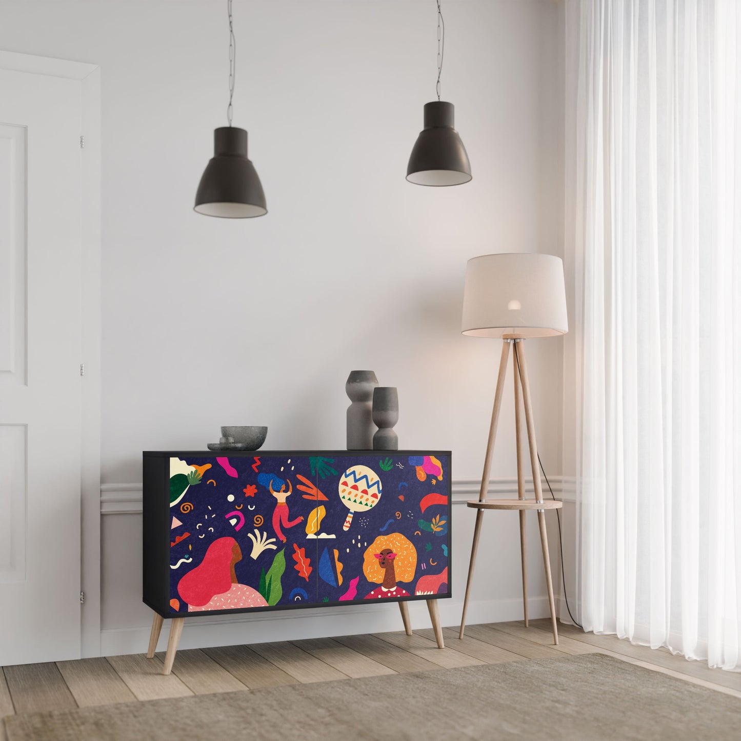 Credenza a 2 ante FESTIVE PLEASURES in finitura nera