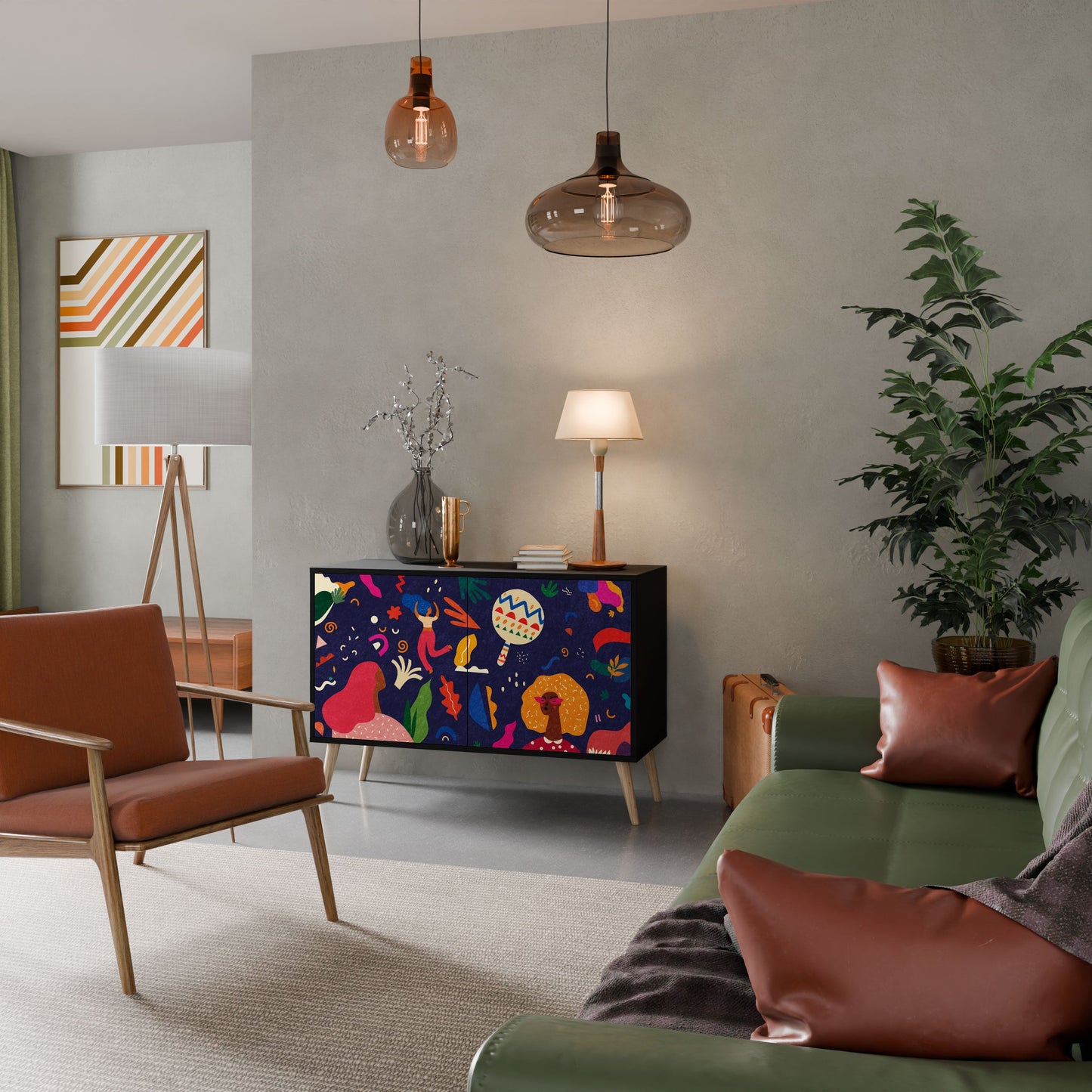 Credenza a 2 ante FESTIVE PLEASURES in finitura nera