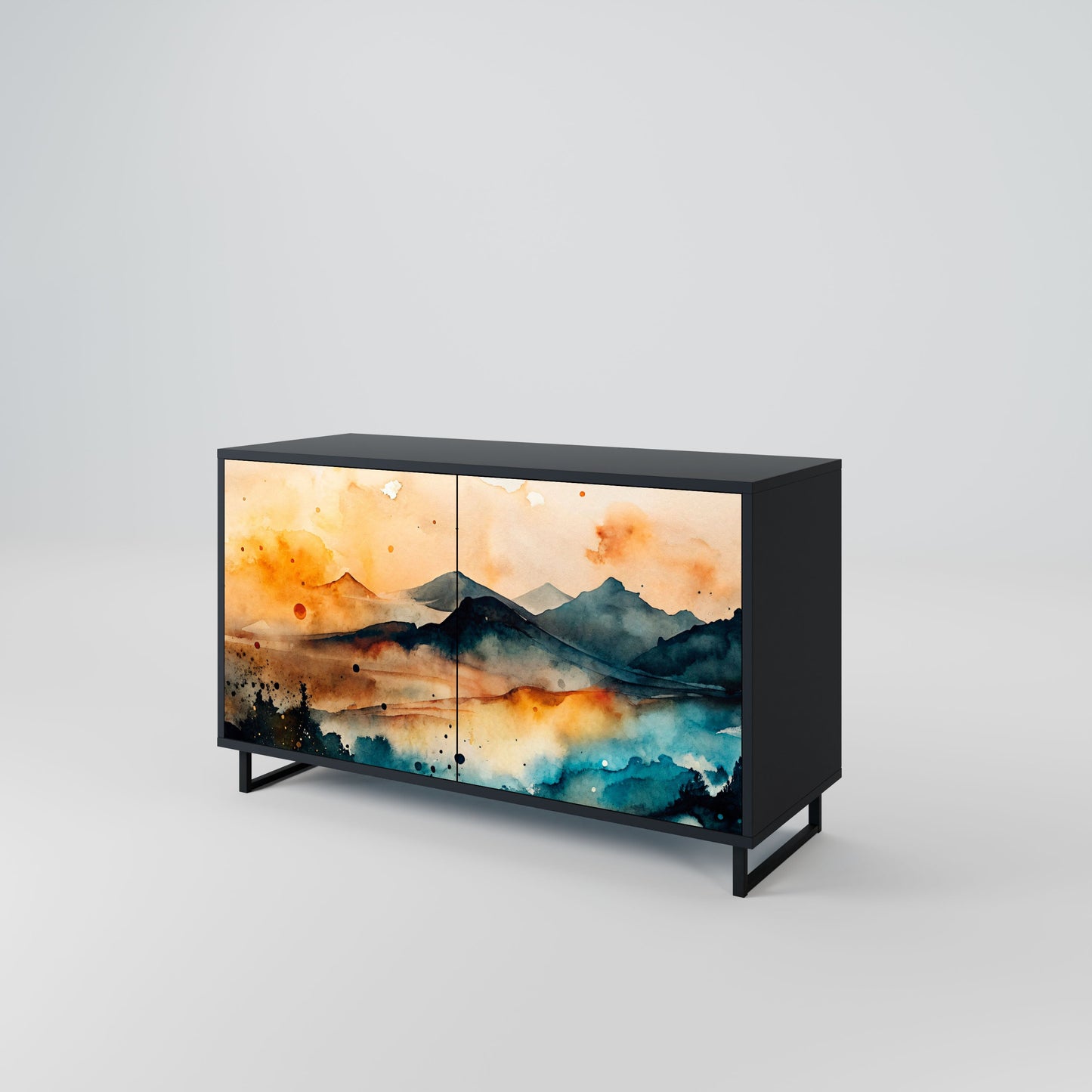 Credenza a 2 ante OMINOUS MOUNTAINS in finitura nera