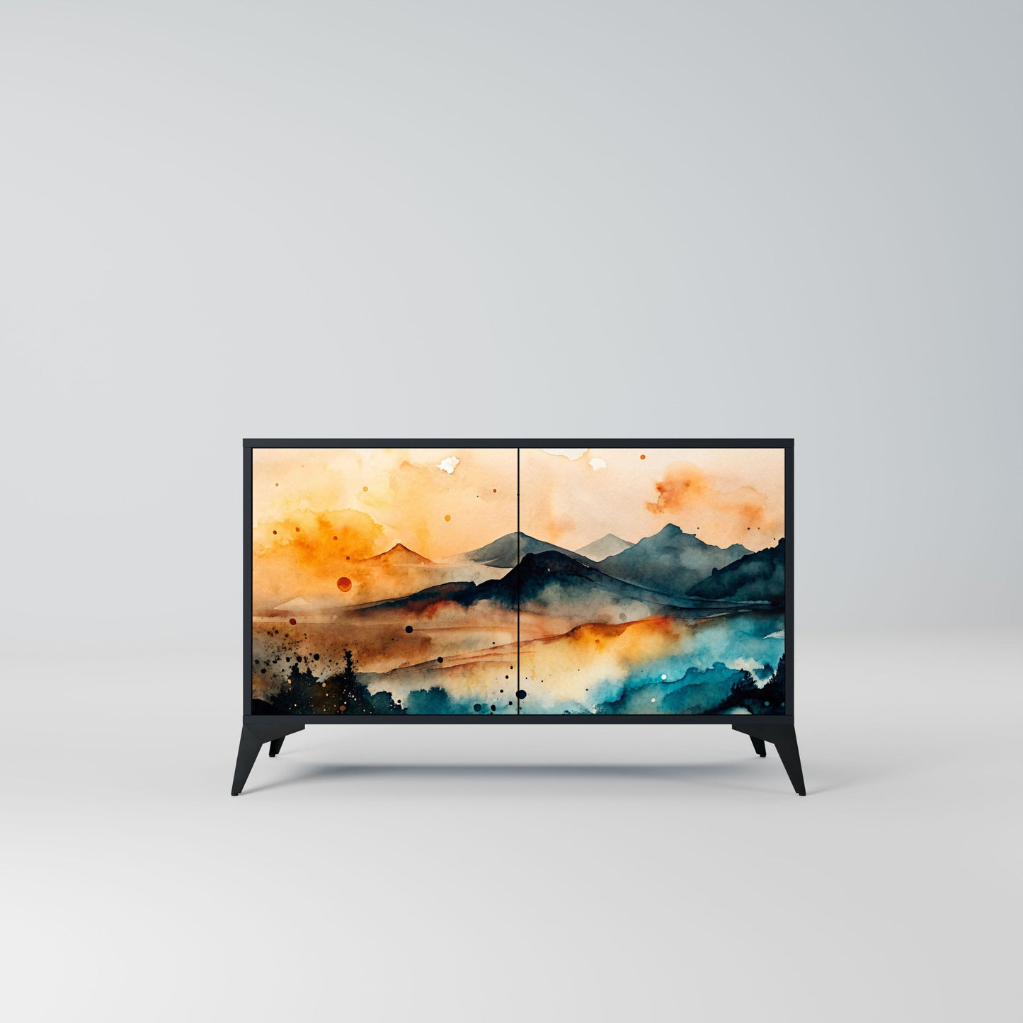 Credenza a 2 ante OMINOUS MOUNTAINS in finitura nera
