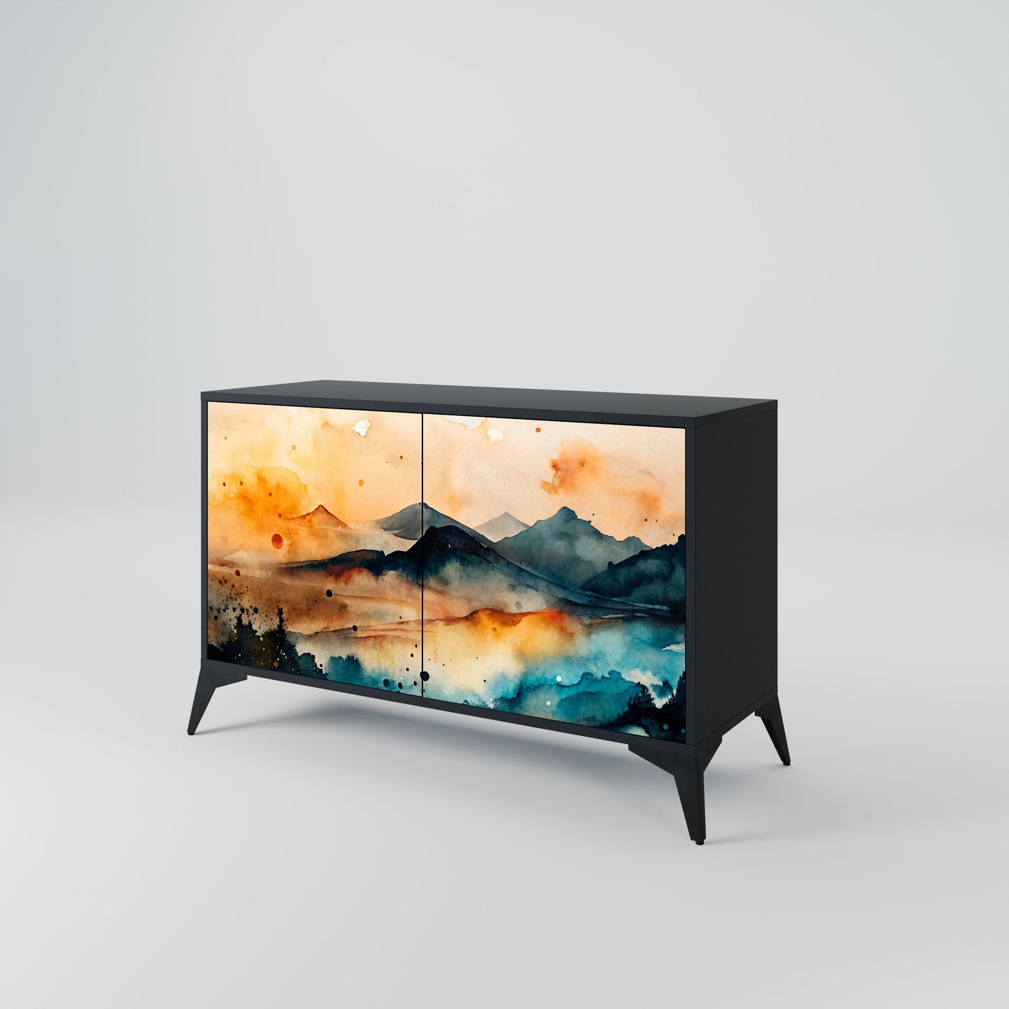 Credenza a 2 ante OMINOUS MOUNTAINS in finitura nera