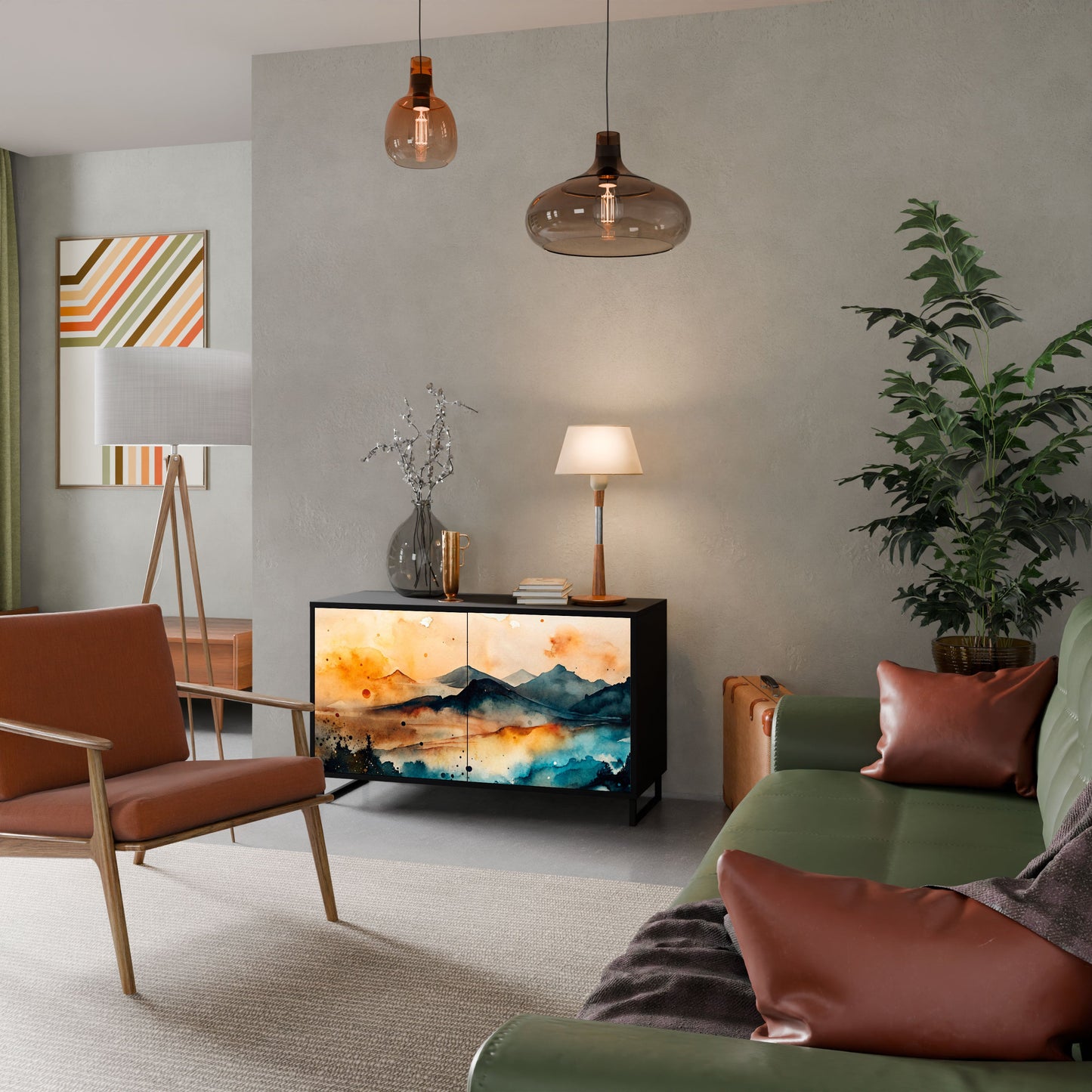 Credenza a 2 ante OMINOUS MOUNTAINS in finitura nera