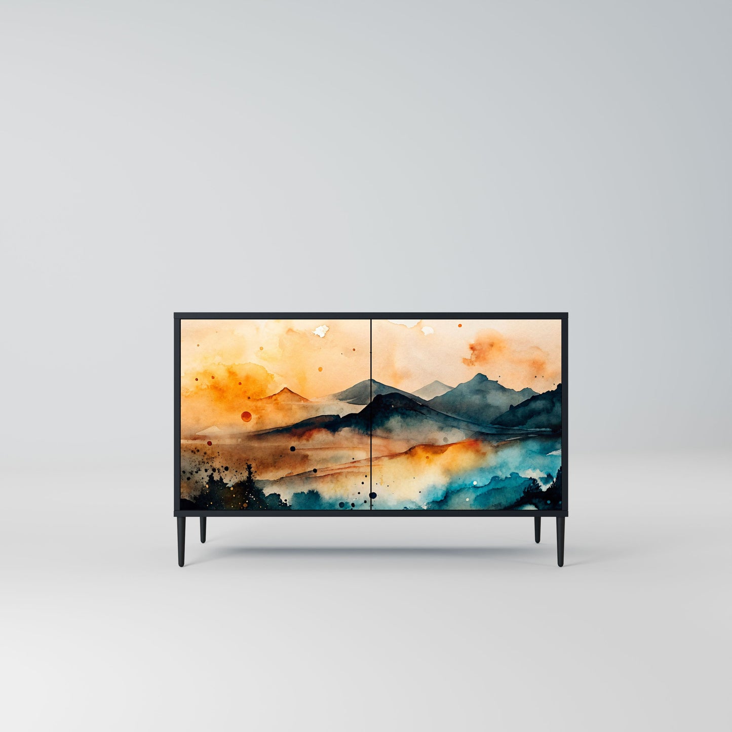 Credenza a 2 ante OMINOUS MOUNTAINS in finitura nera