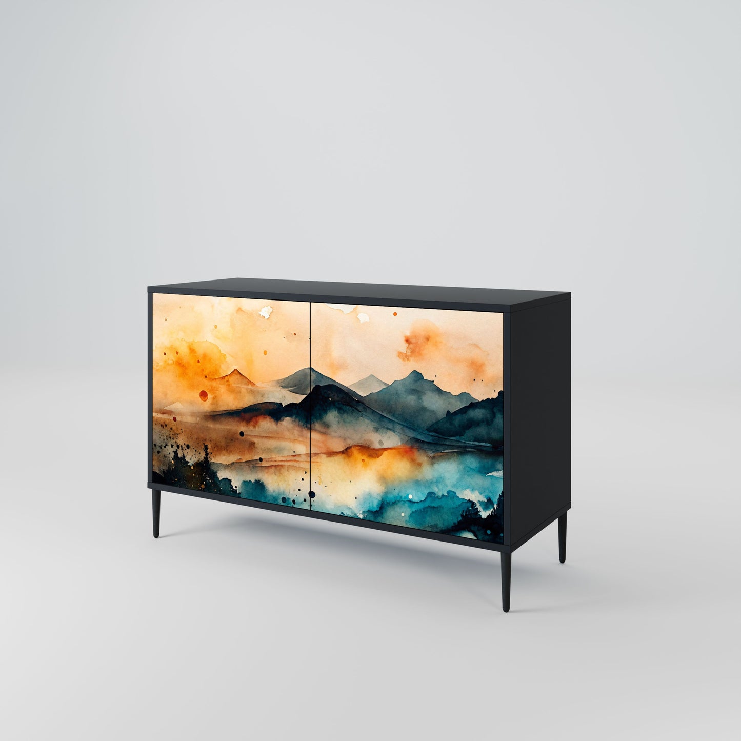 Credenza a 2 ante OMINOUS MOUNTAINS in finitura nera