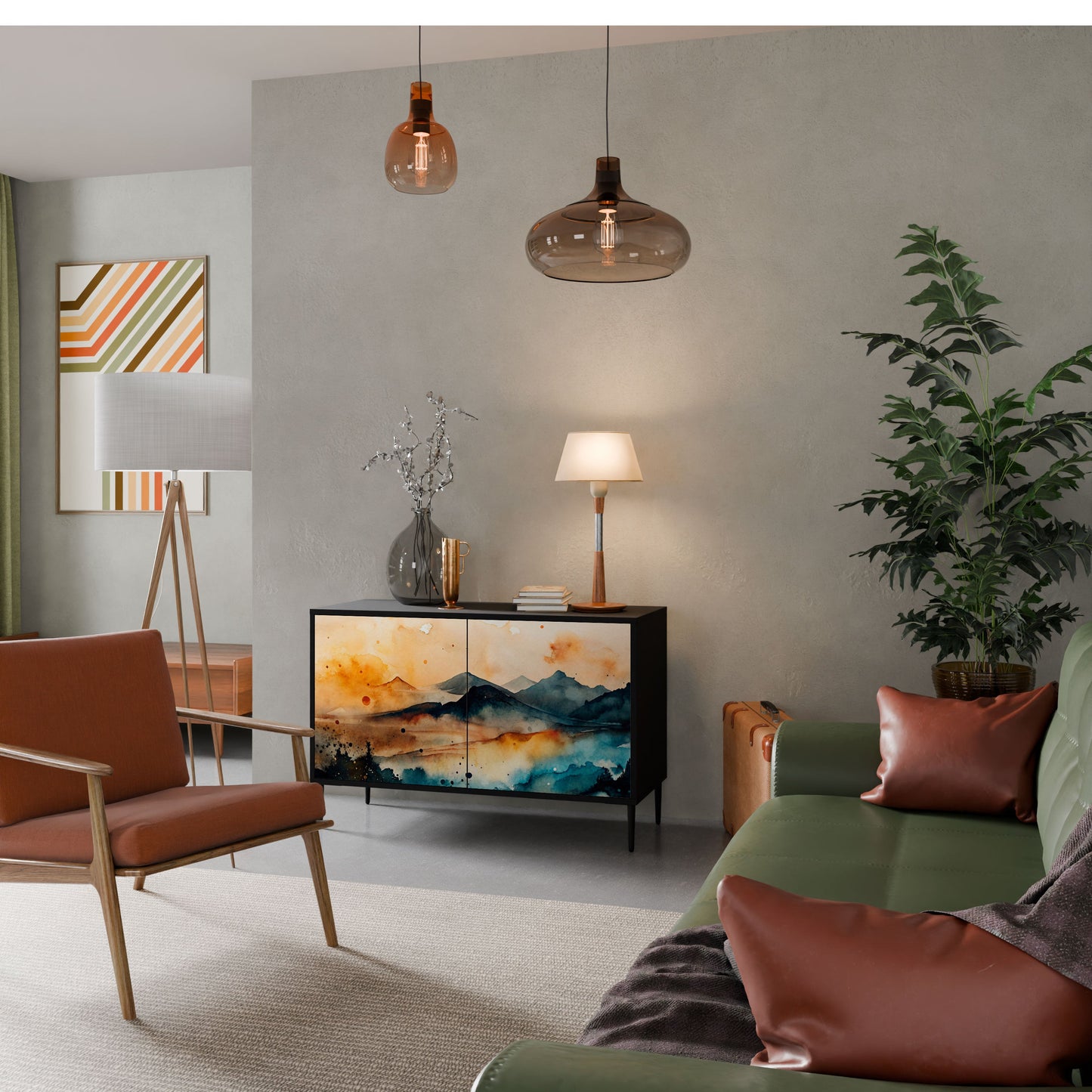 Credenza a 2 ante OMINOUS MOUNTAINS in finitura nera