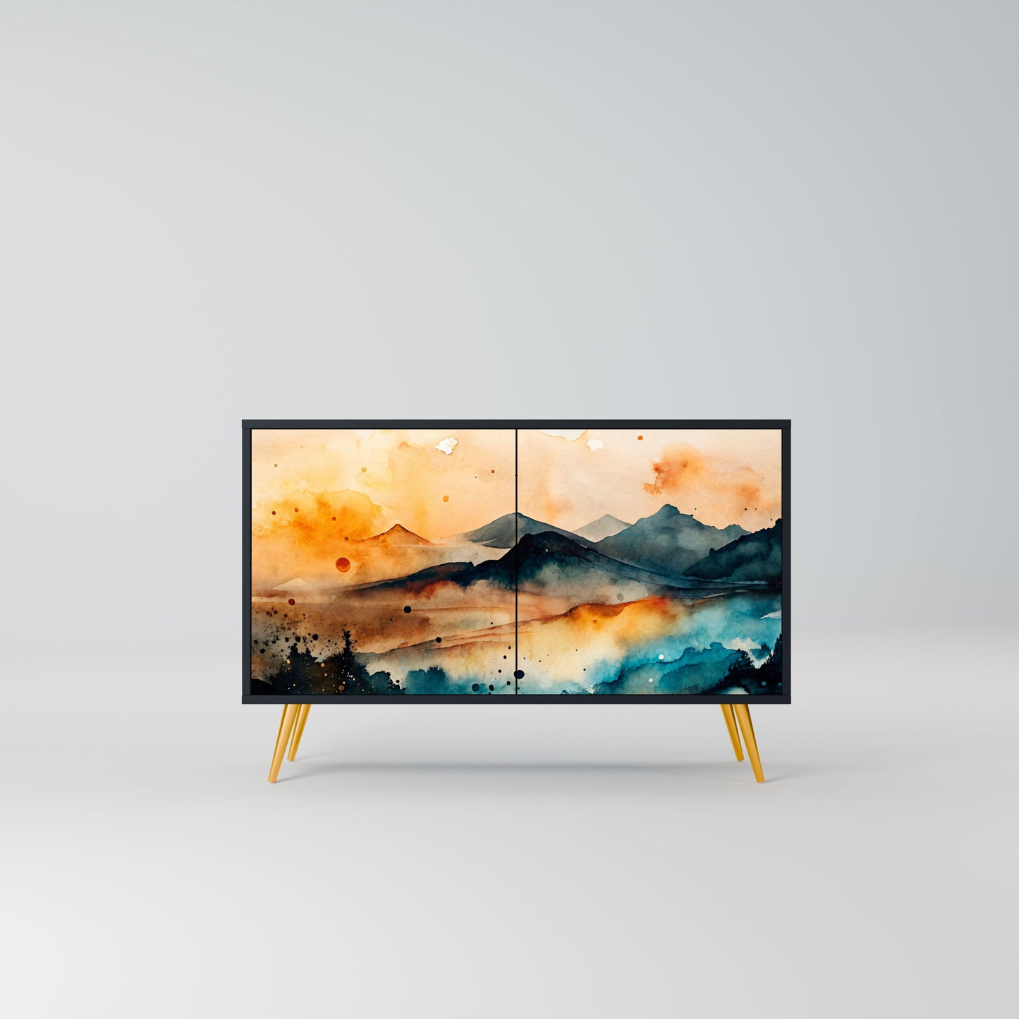 Credenza a 2 ante OMINOUS MOUNTAINS in finitura nera