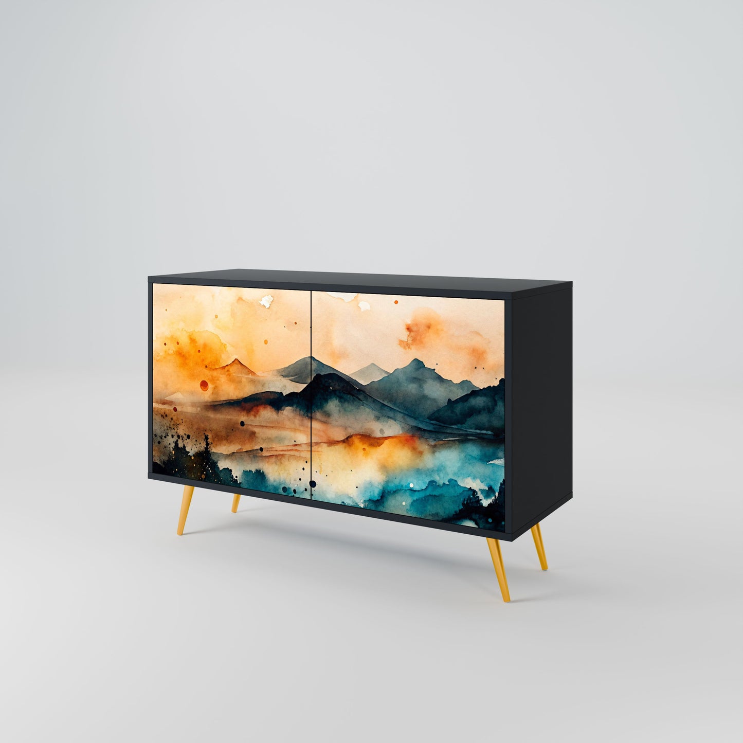 Credenza a 2 ante OMINOUS MOUNTAINS in finitura nera