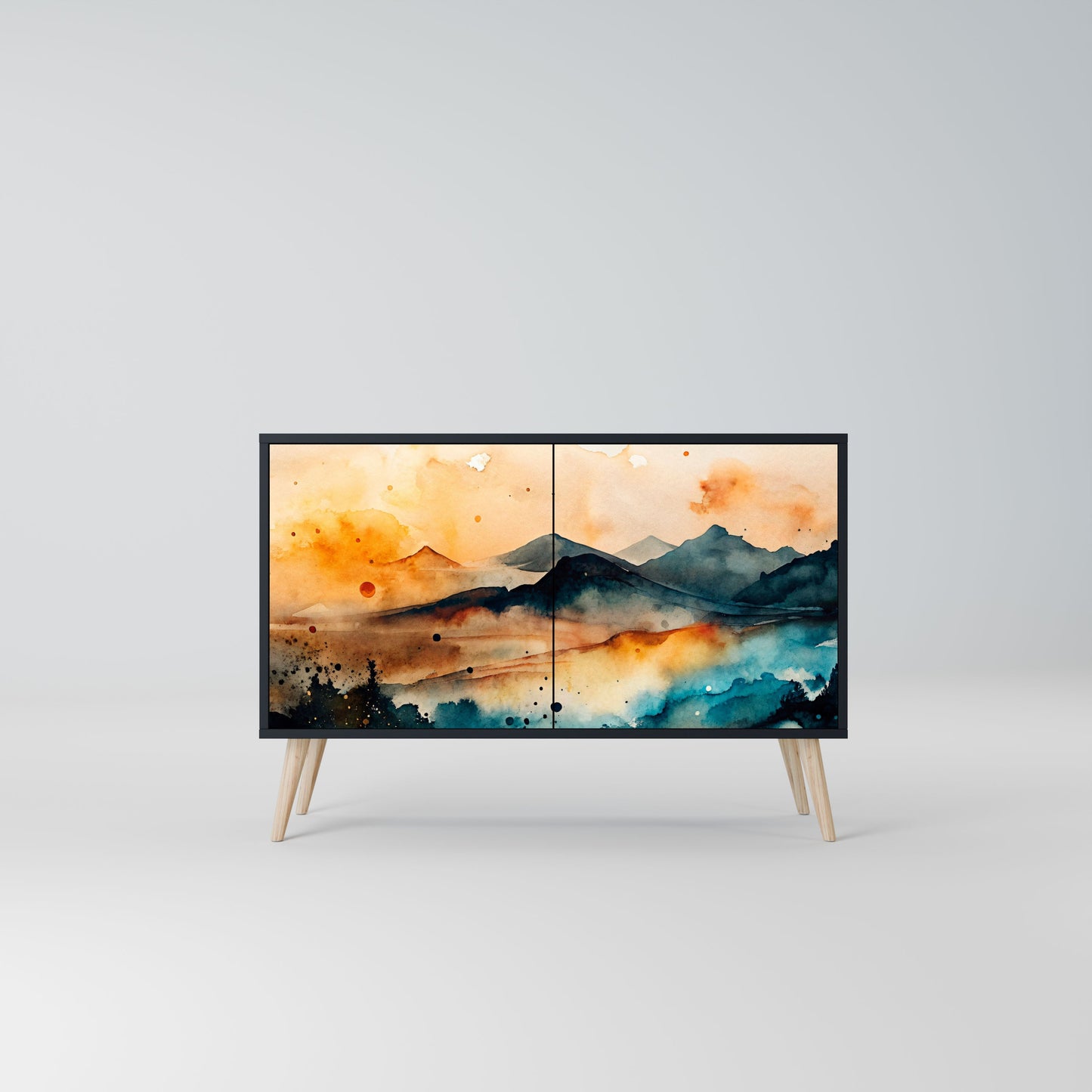 Credenza a 2 ante OMINOUS MOUNTAINS in finitura nera