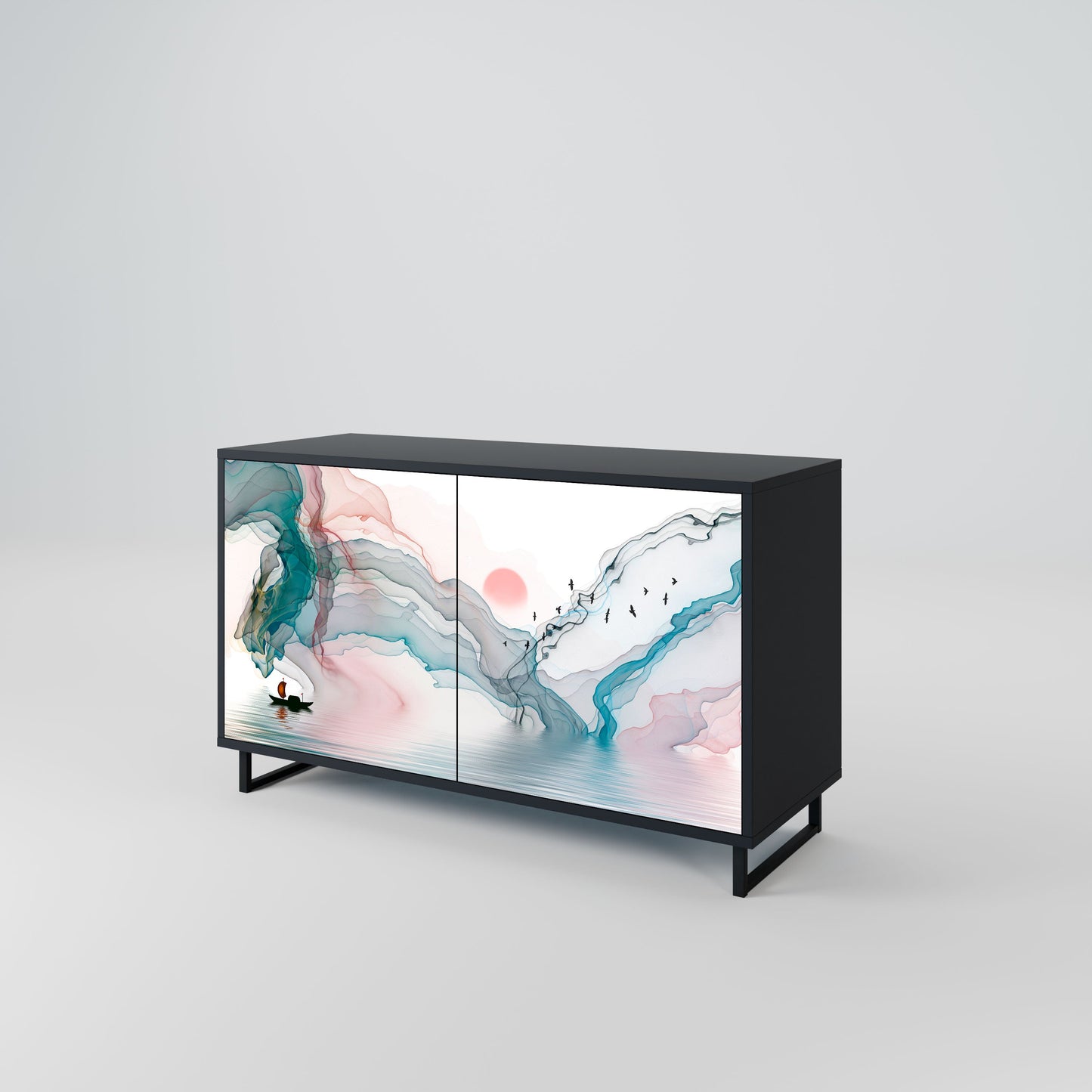 Credenza VELVET CROSSING a 2 ante in finitura nera