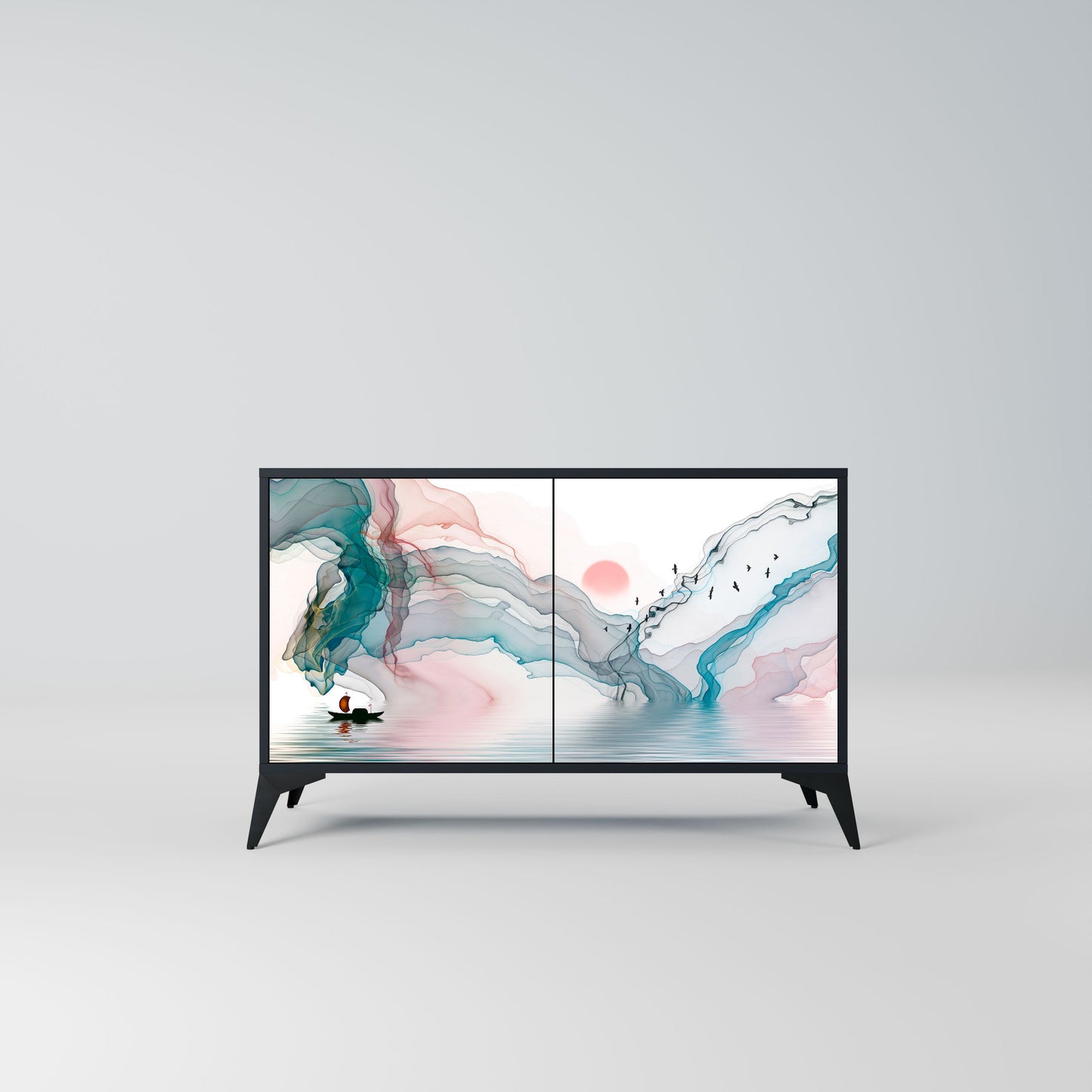 Credenza VELVET CROSSING a 2 ante in finitura nera