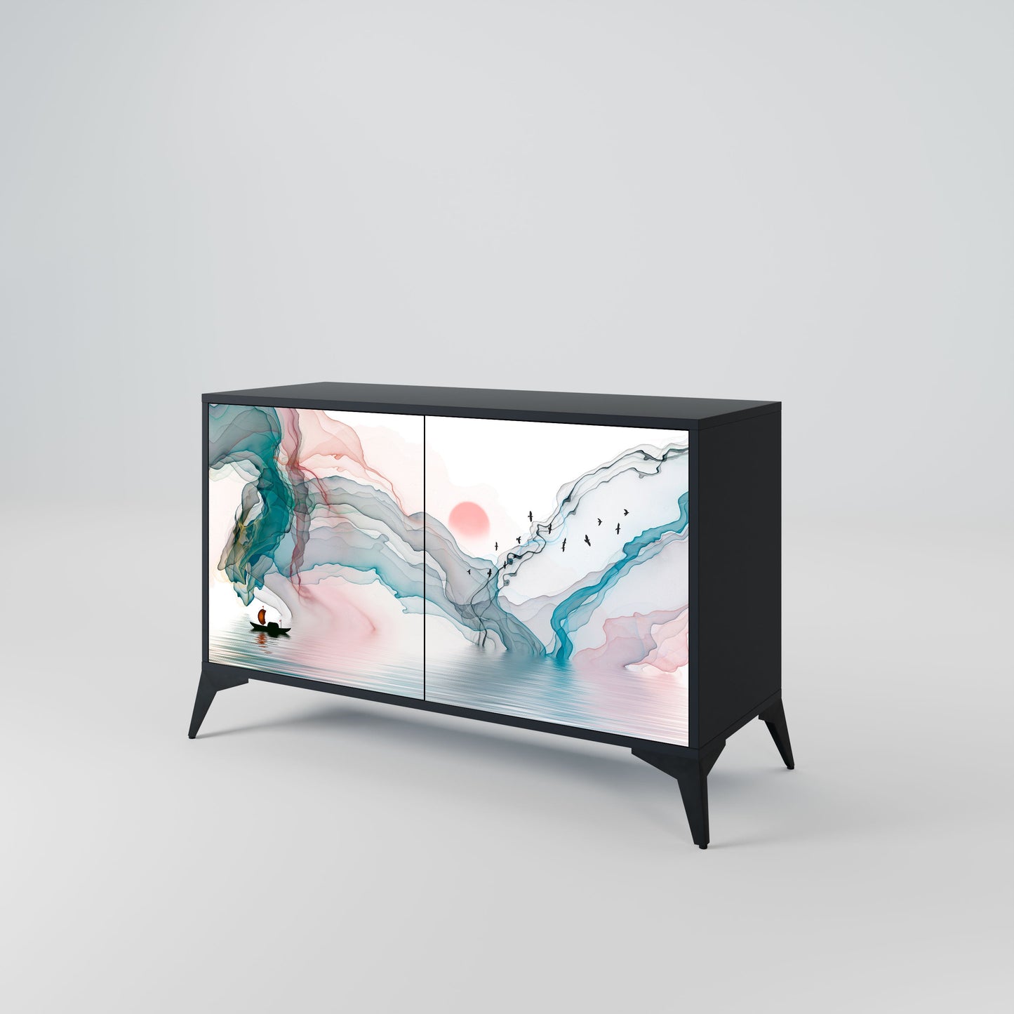 Credenza VELVET CROSSING a 2 ante in finitura nera