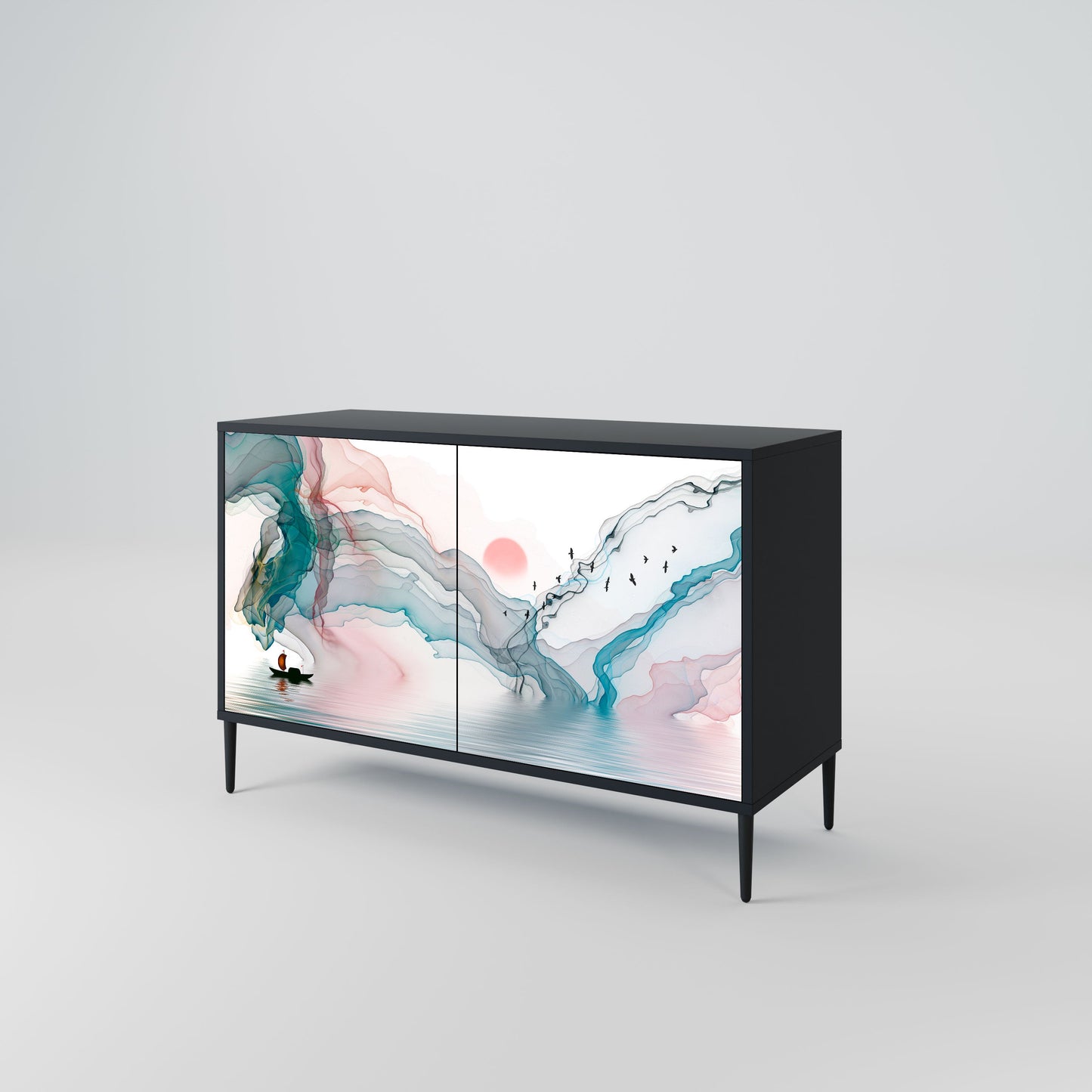 Credenza VELVET CROSSING a 2 ante in finitura nera