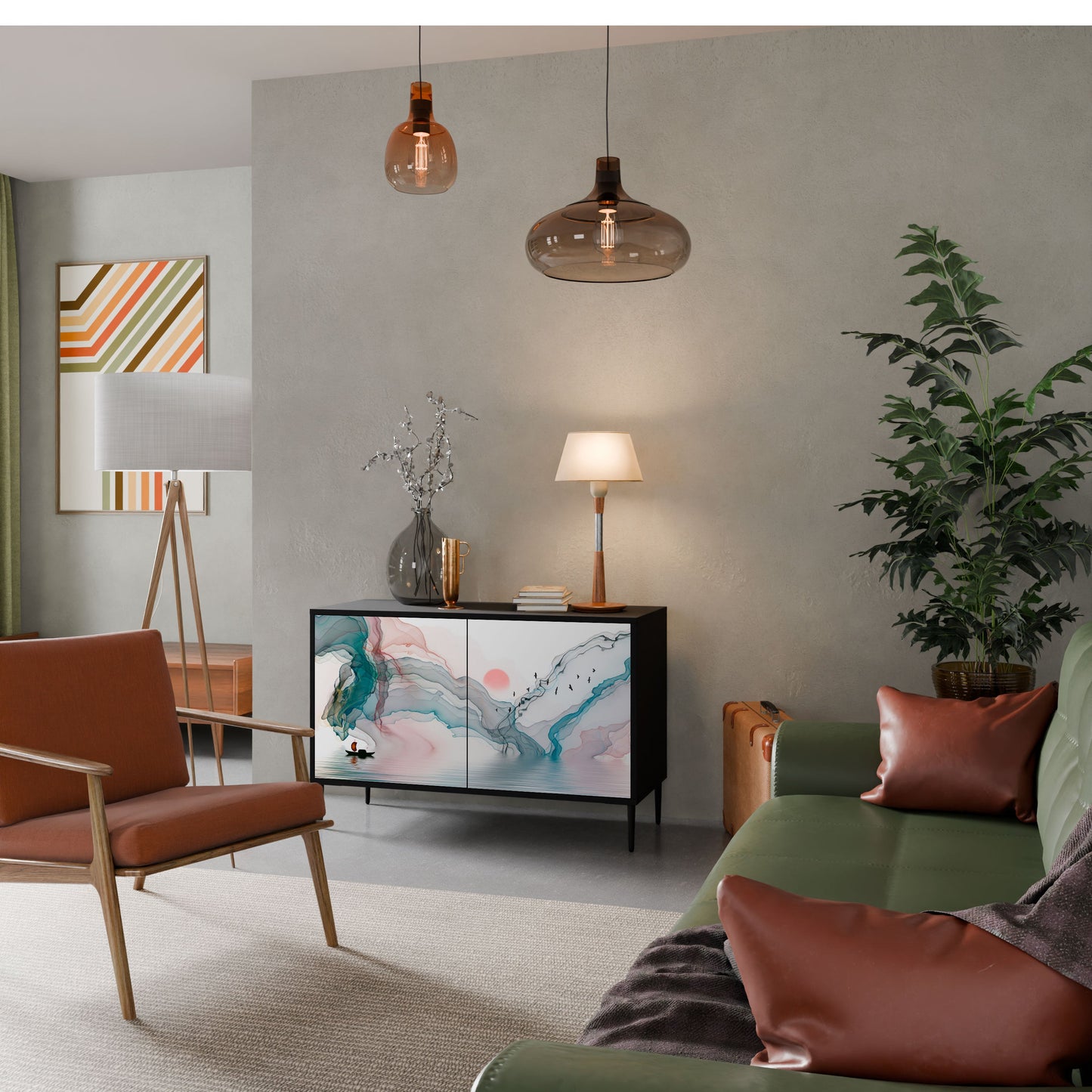 Credenza VELVET CROSSING a 2 ante in finitura nera
