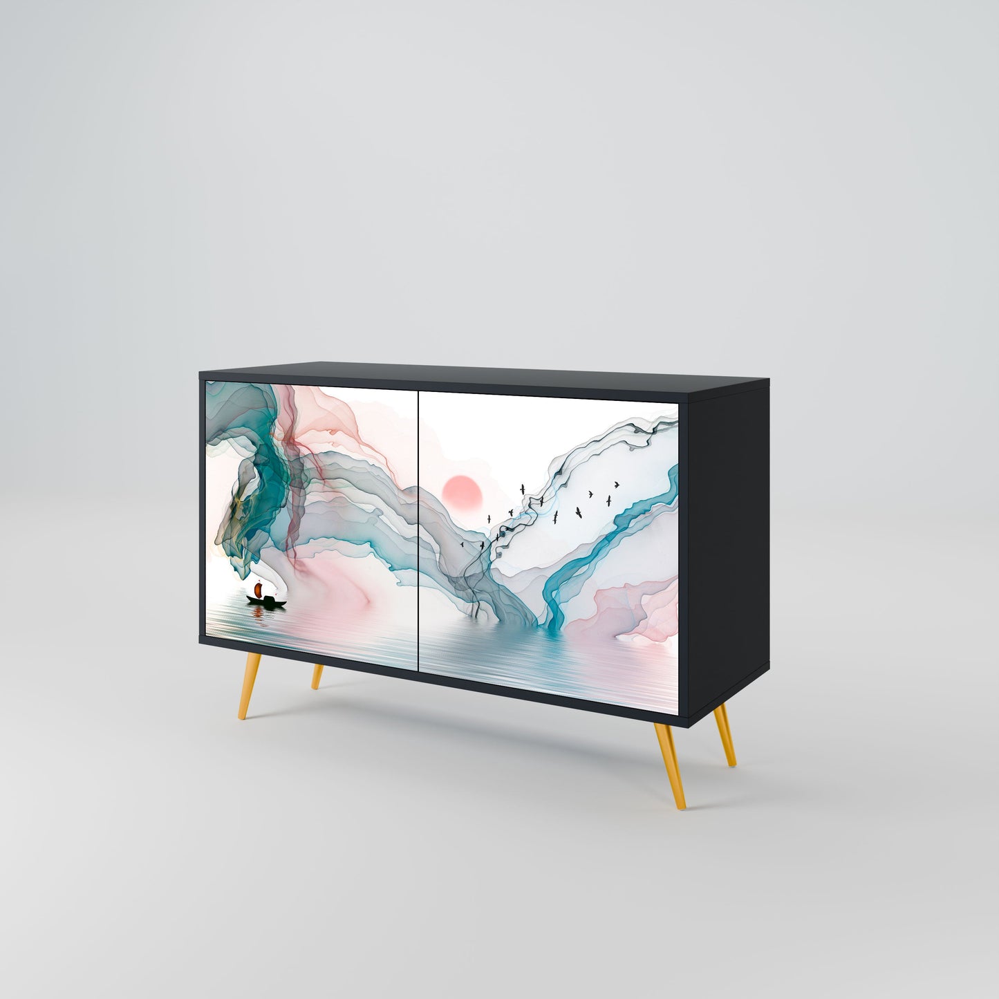 Credenza VELVET CROSSING a 2 ante in finitura nera