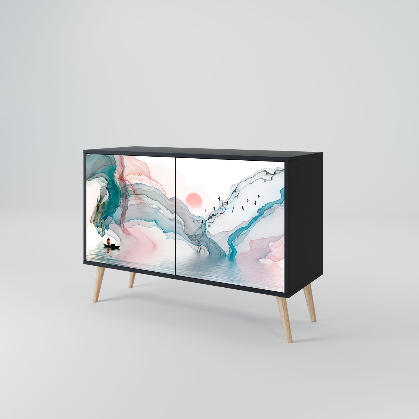 Credenza VELVET CROSSING a 2 ante in finitura nera