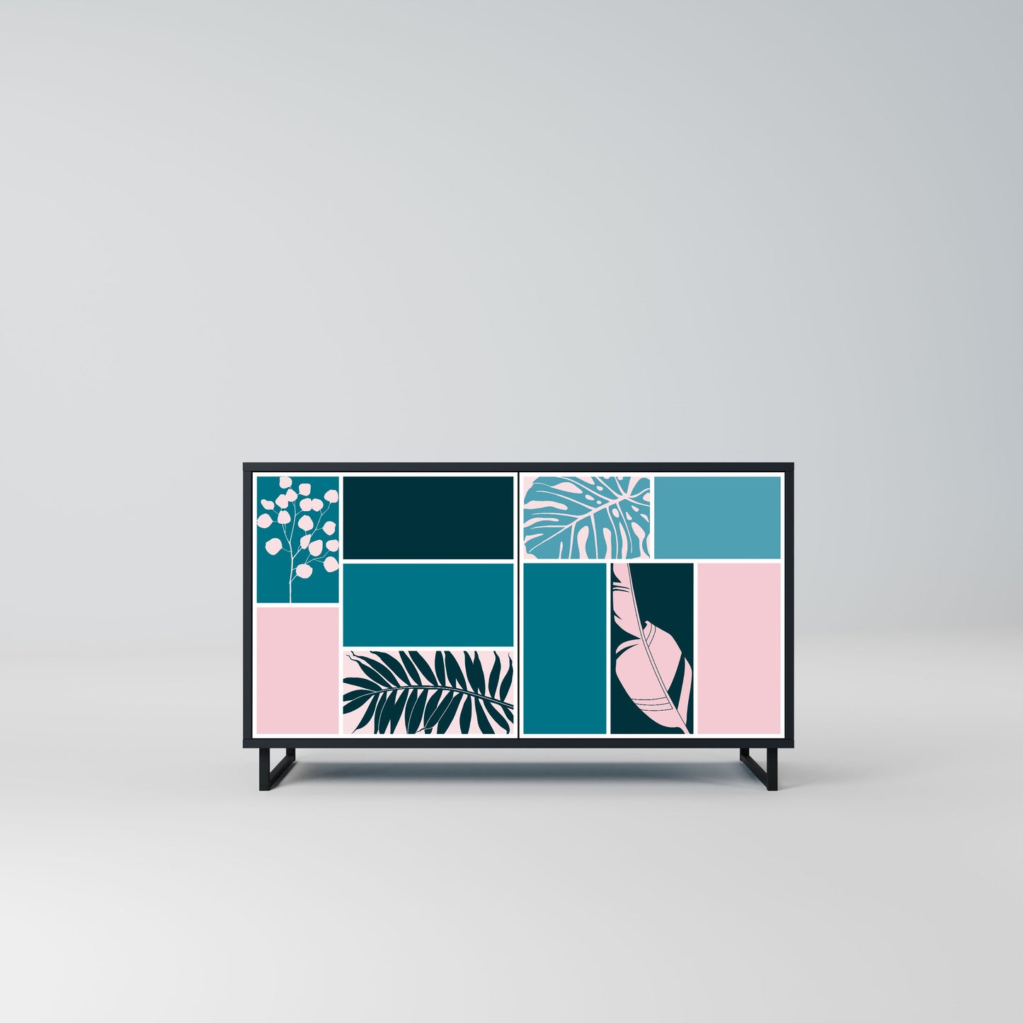 COMBINAZIONE DI FORME Credenza a 2 ante in finitura nera