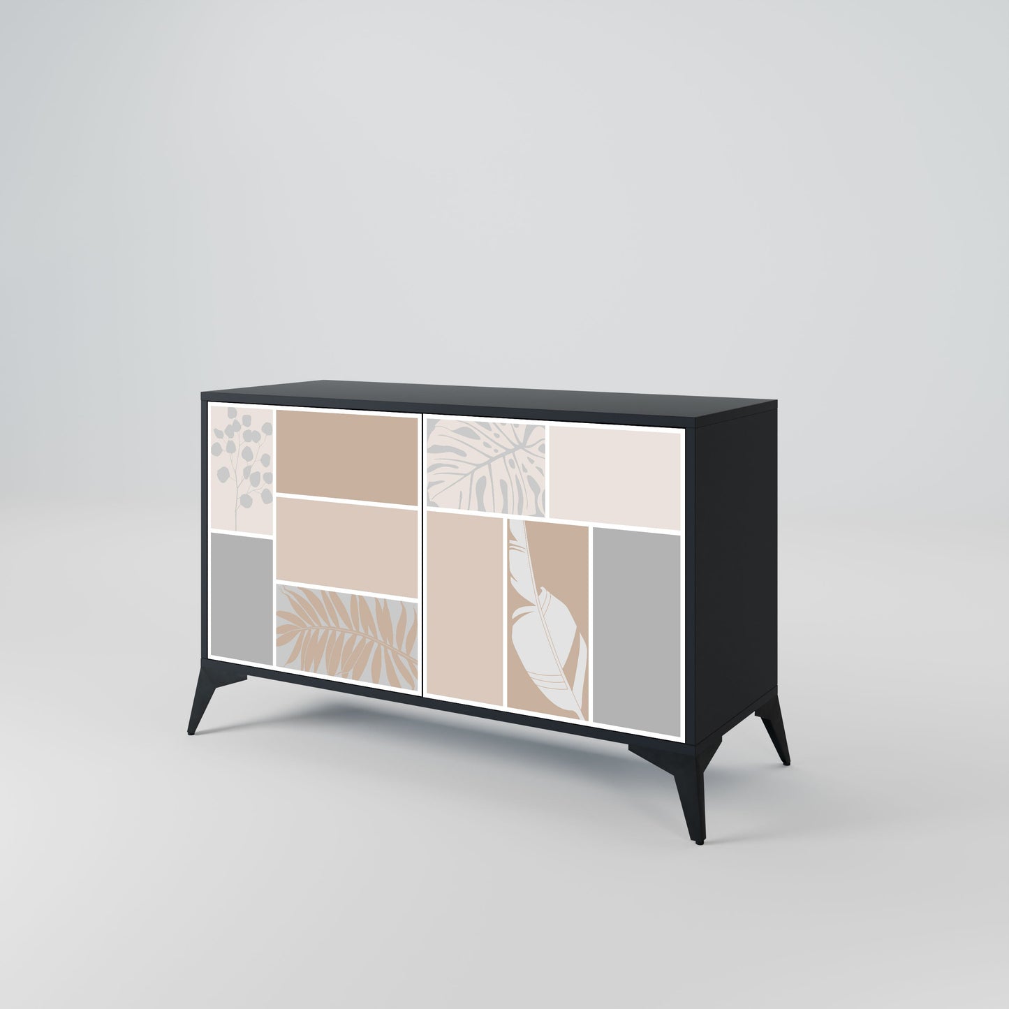 Credenza TROPICAL SHAPES a 2 ante in finitura nera