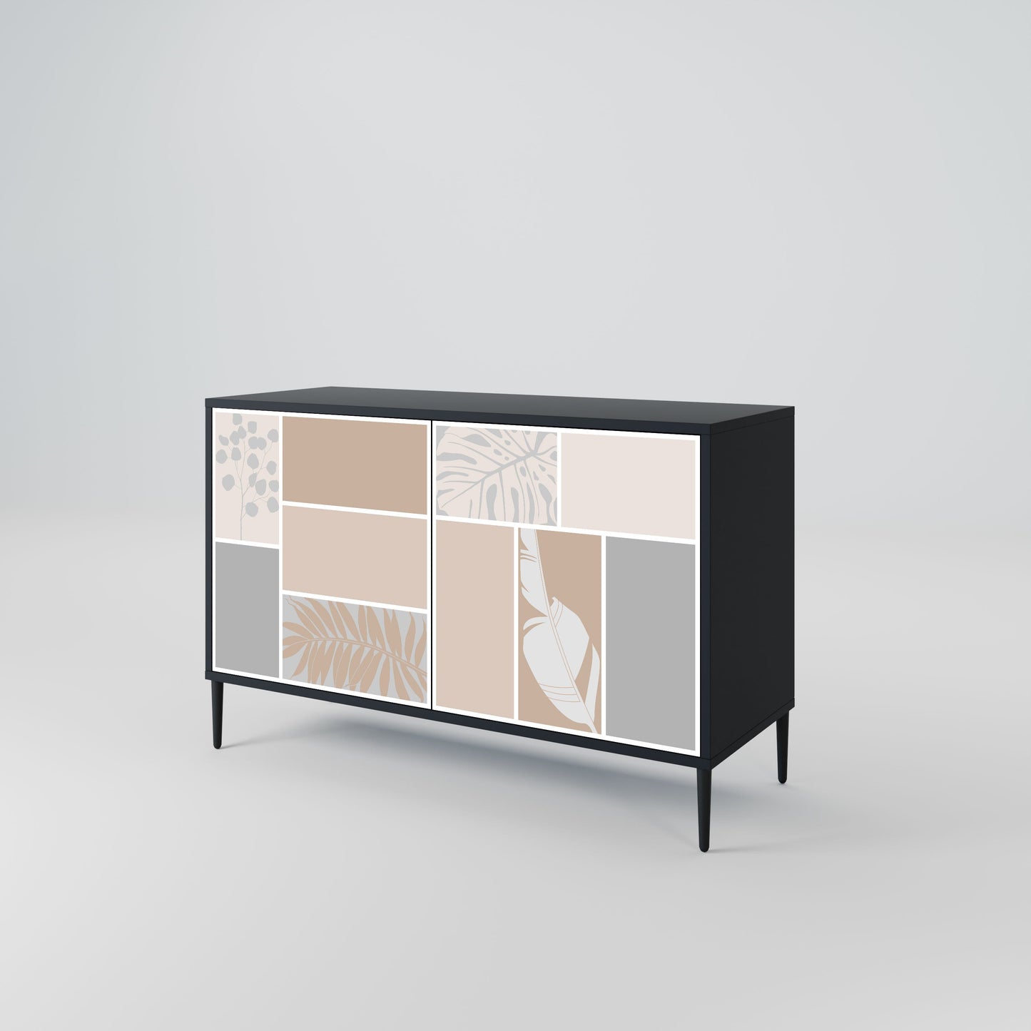 Credenza TROPICAL SHAPES a 2 ante in finitura nera