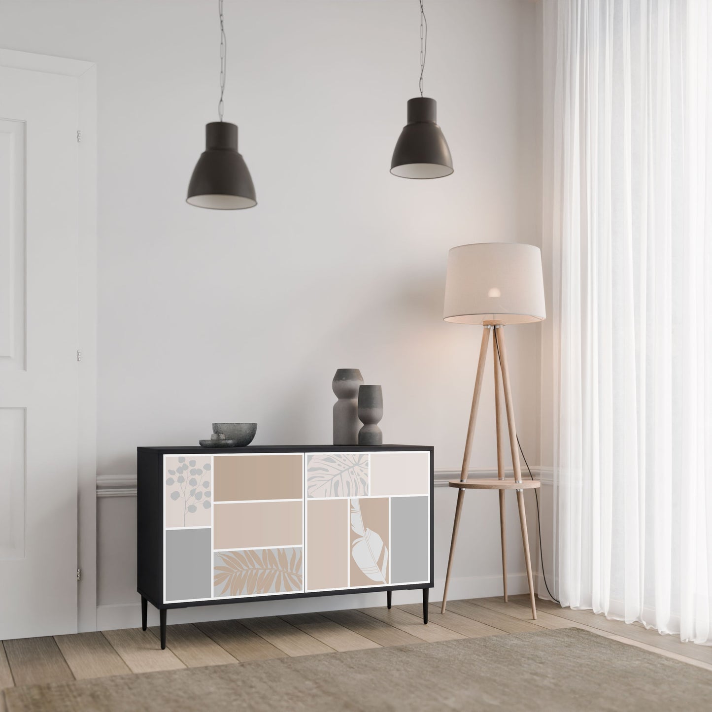 Credenza TROPICAL SHAPES a 2 ante in finitura nera