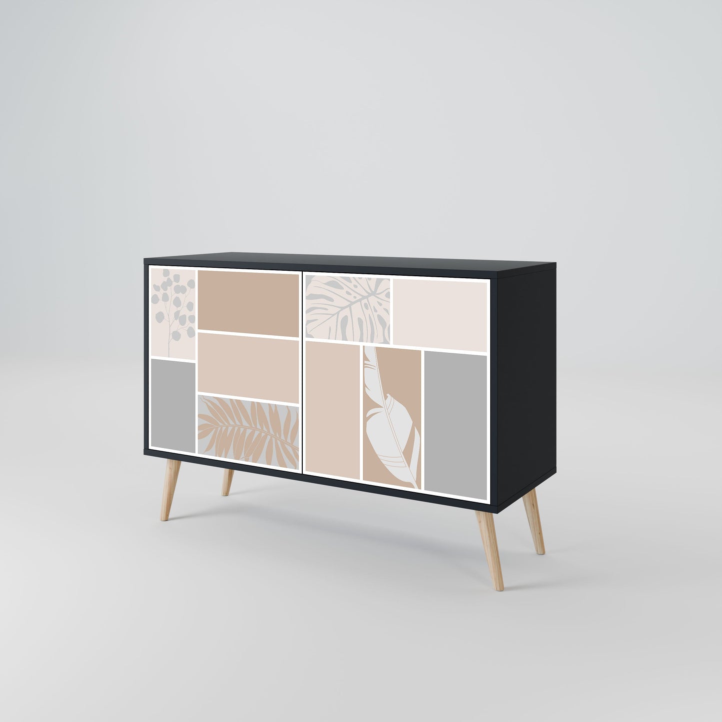 Credenza TROPICAL SHAPES a 2 ante in finitura nera