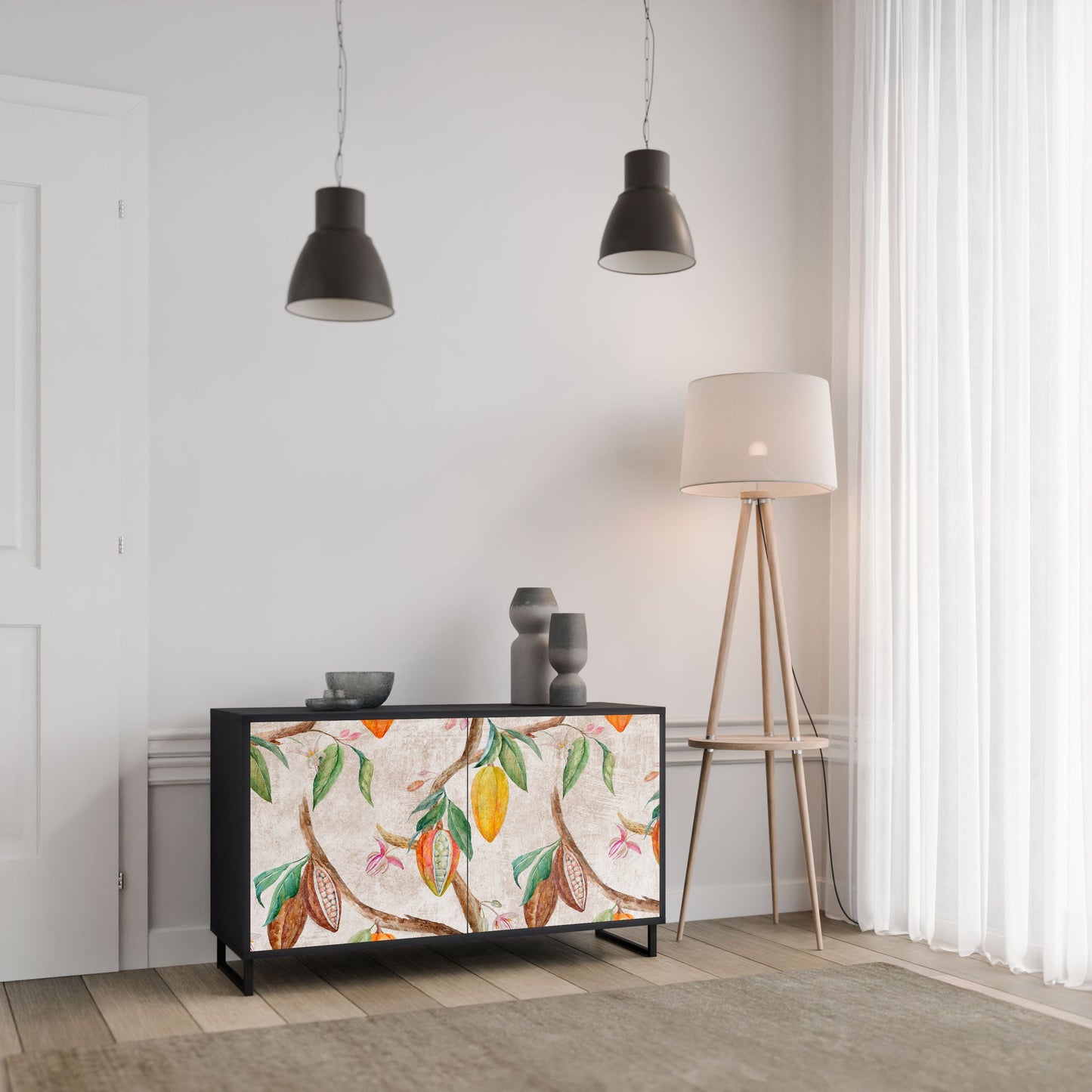 Credenza a 2 ante COCOA FRUITS in finitura nera