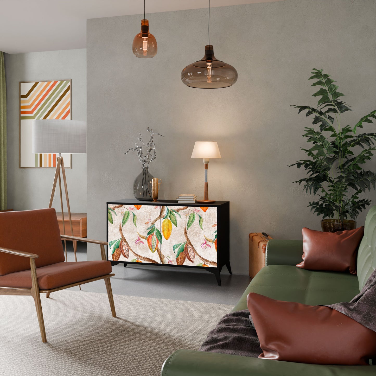 Credenza a 2 ante COCOA FRUITS in finitura nera