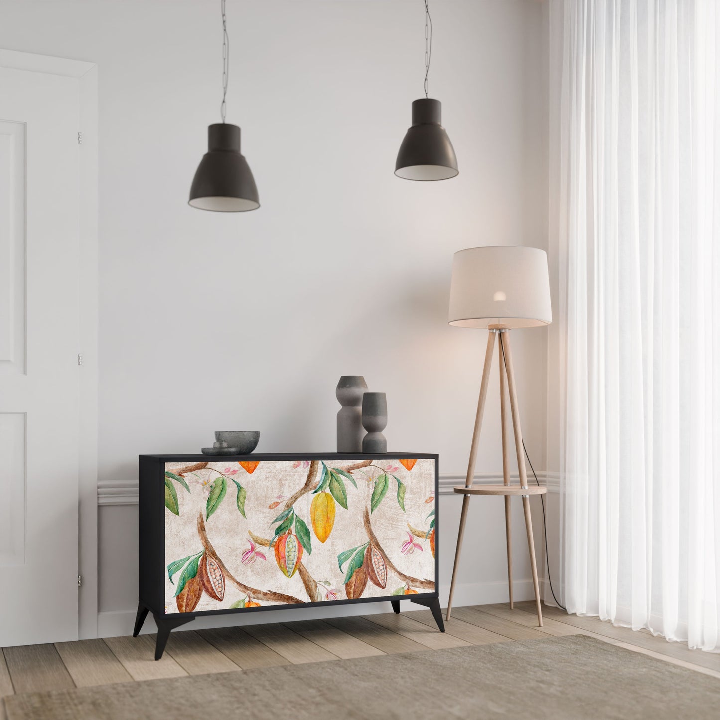 Credenza a 2 ante COCOA FRUITS in finitura nera