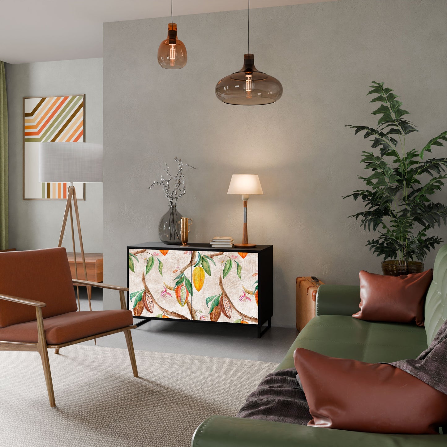 Credenza a 2 ante COCOA FRUITS in finitura nera