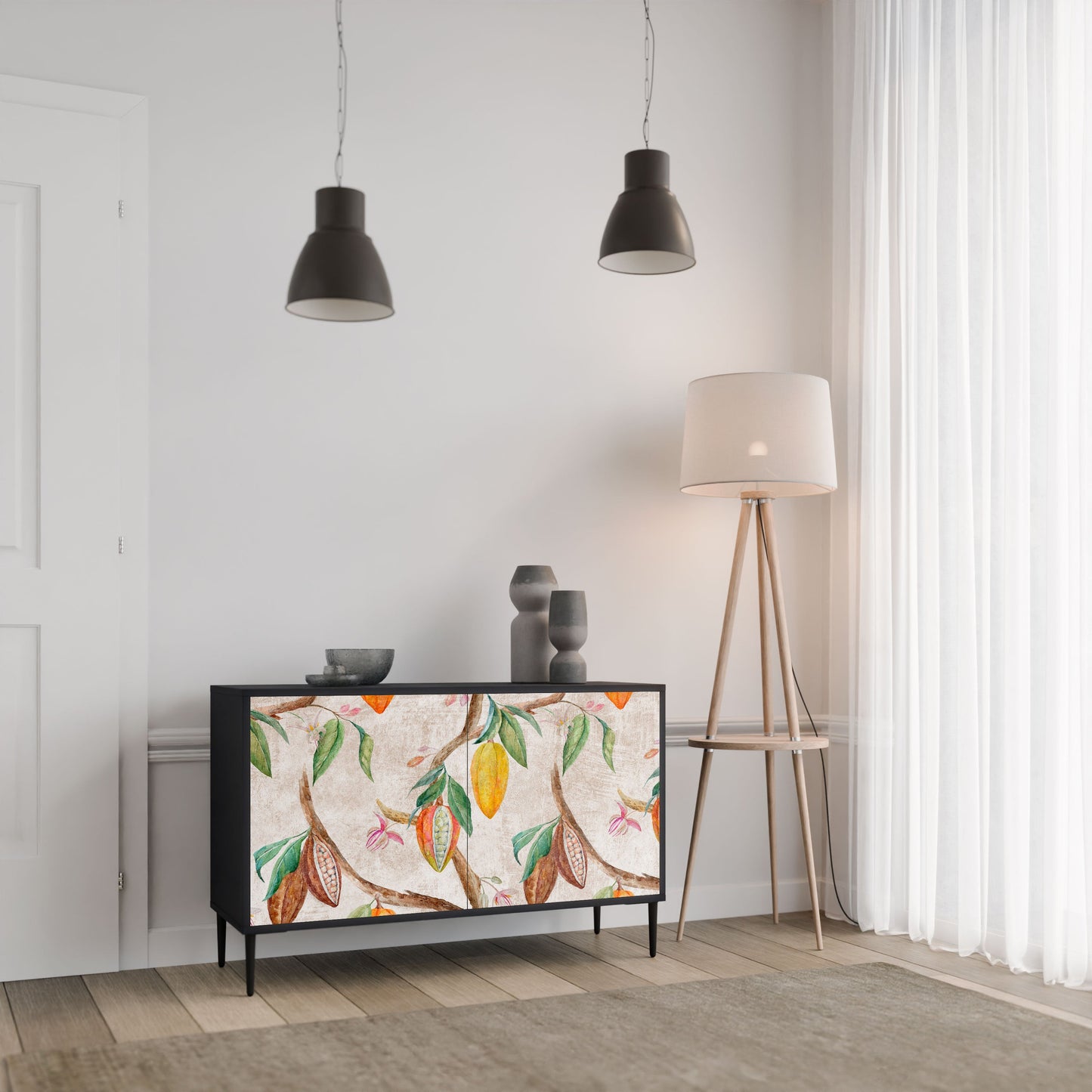 Credenza a 2 ante COCOA FRUITS in finitura nera