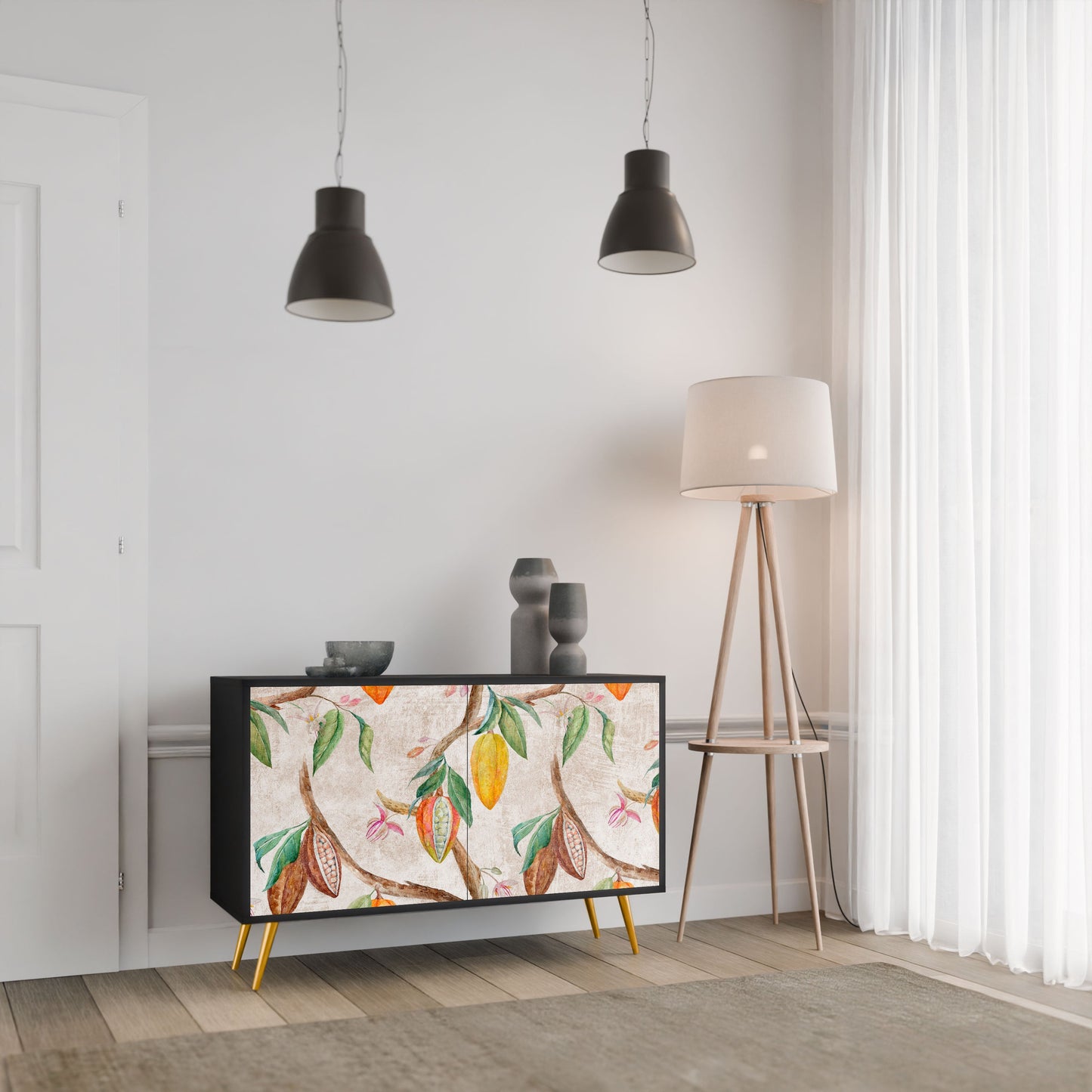 Credenza a 2 ante COCOA FRUITS in finitura nera