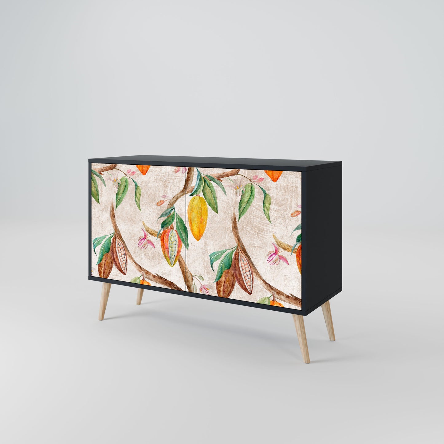 Credenza a 2 ante COCOA FRUITS in finitura nera