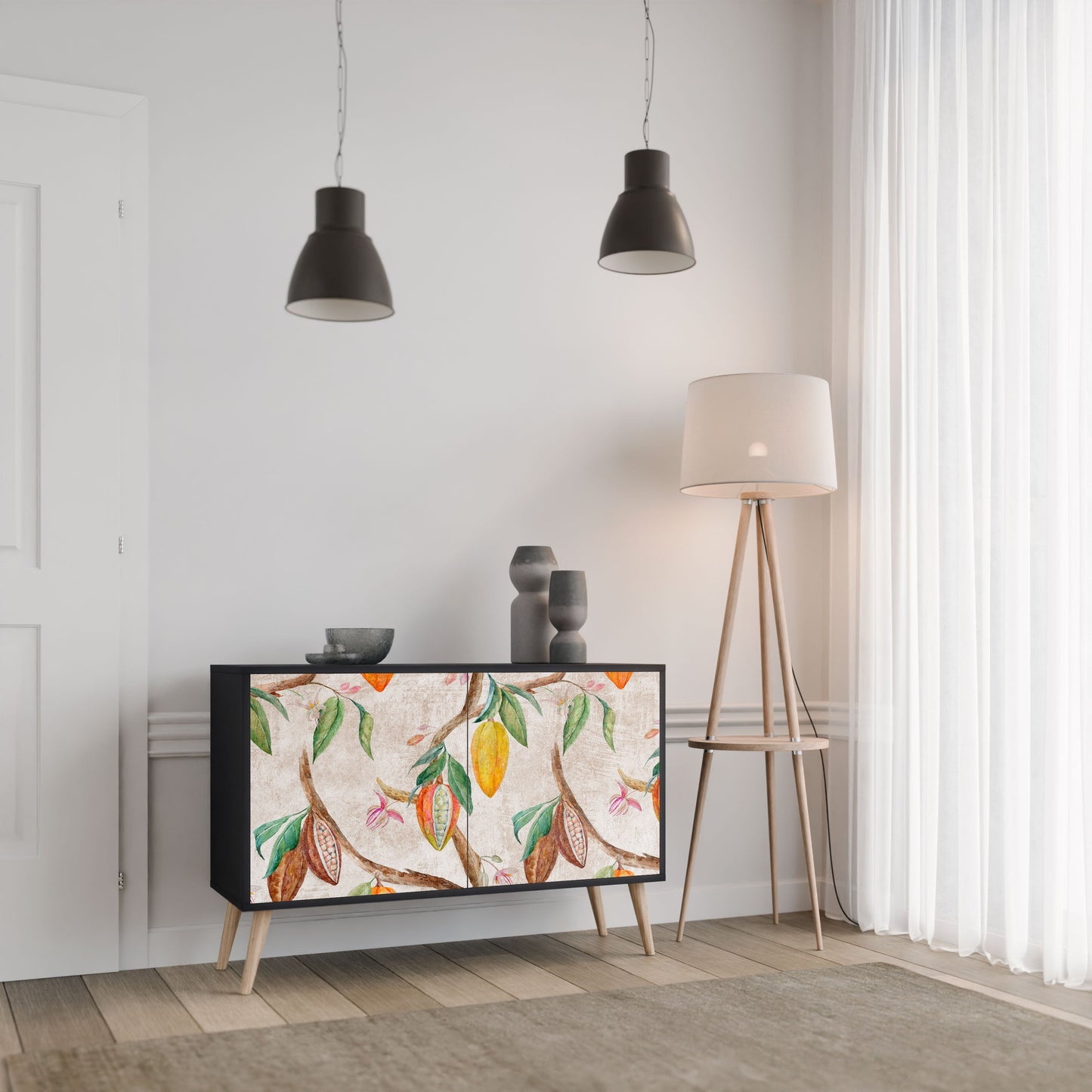 Credenza a 2 ante COCOA FRUITS in finitura nera