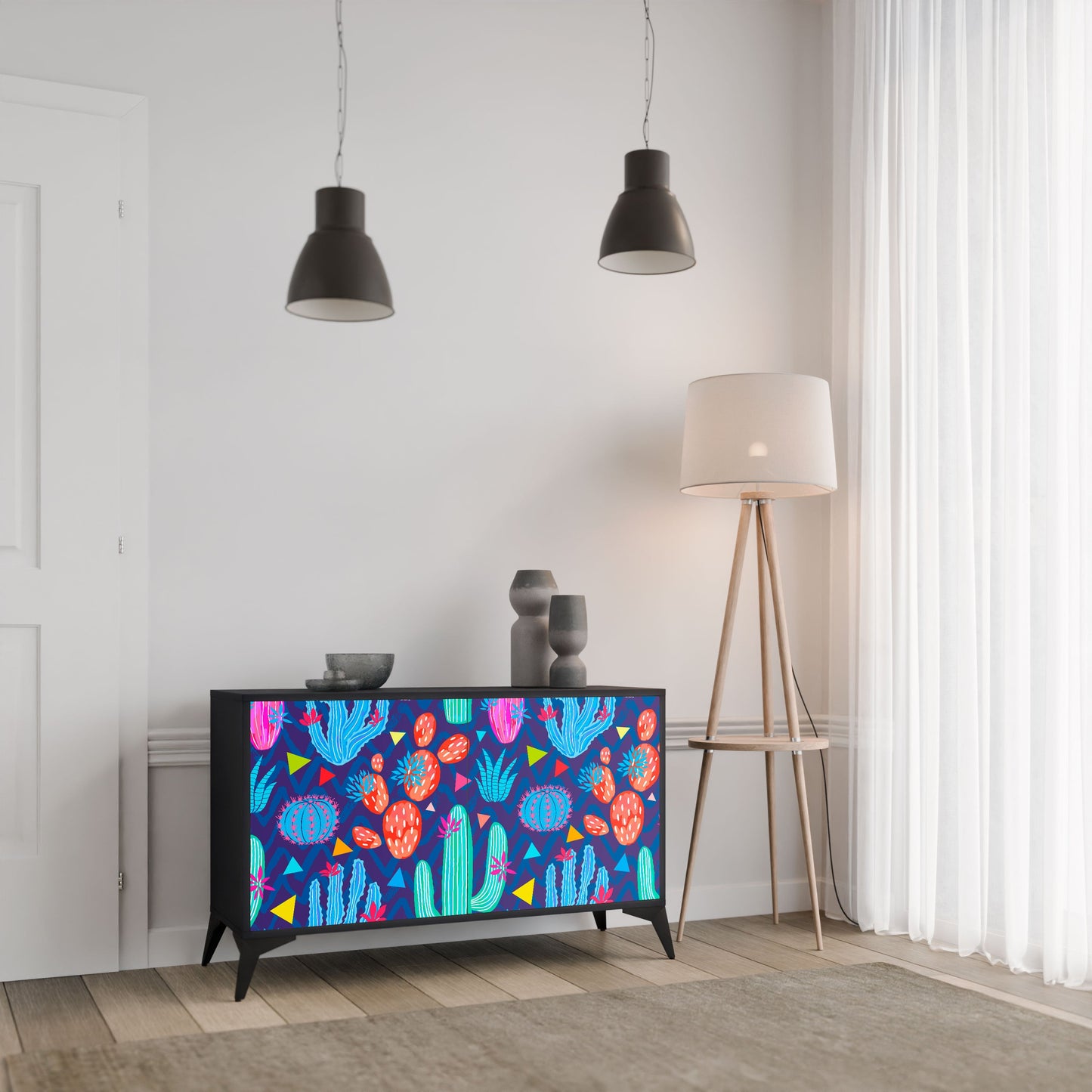 CACTUS VIBES 2-Door Sideboard in Black Finish
