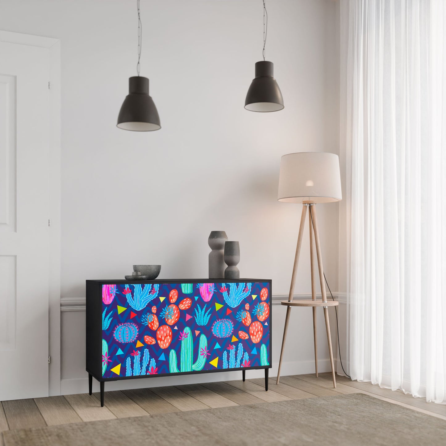 CACTUS VIBES 2-Door Sideboard in Black Finish