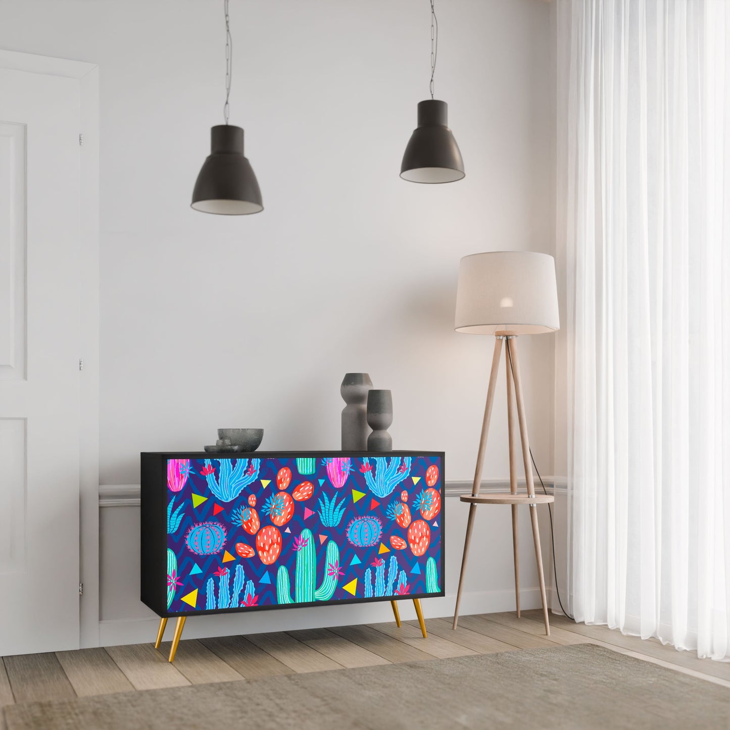 CACTUS VIBES 2-Door Sideboard in Black Finish