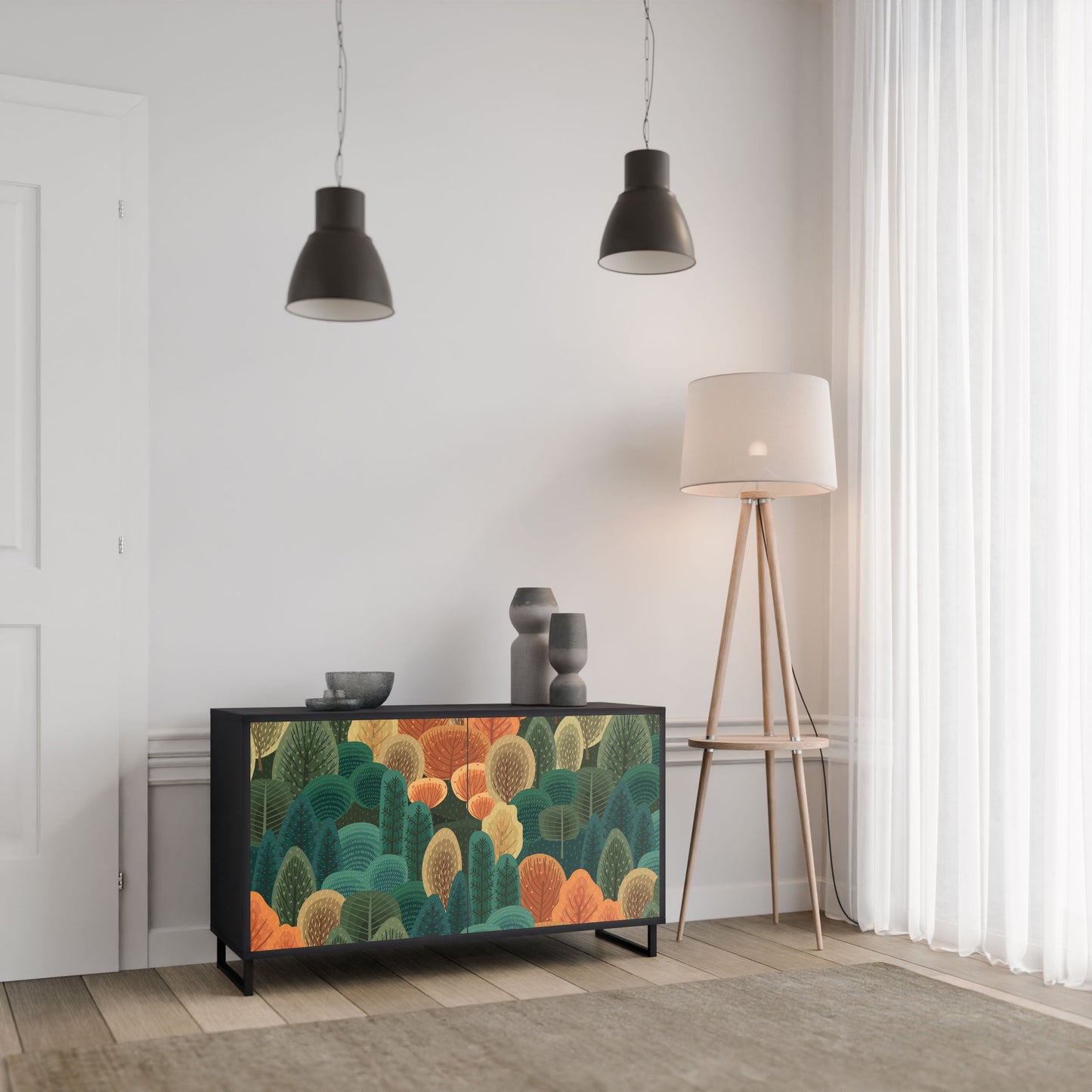 Credenza AUTUMN KALEIDOSCOPE a 2 ante in finitura nera