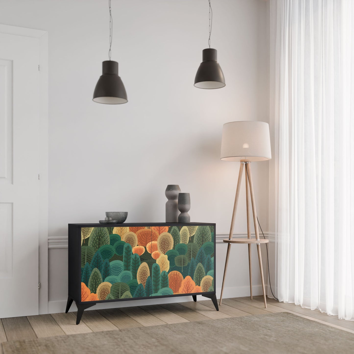 Credenza AUTUMN KALEIDOSCOPE a 2 ante in finitura nera