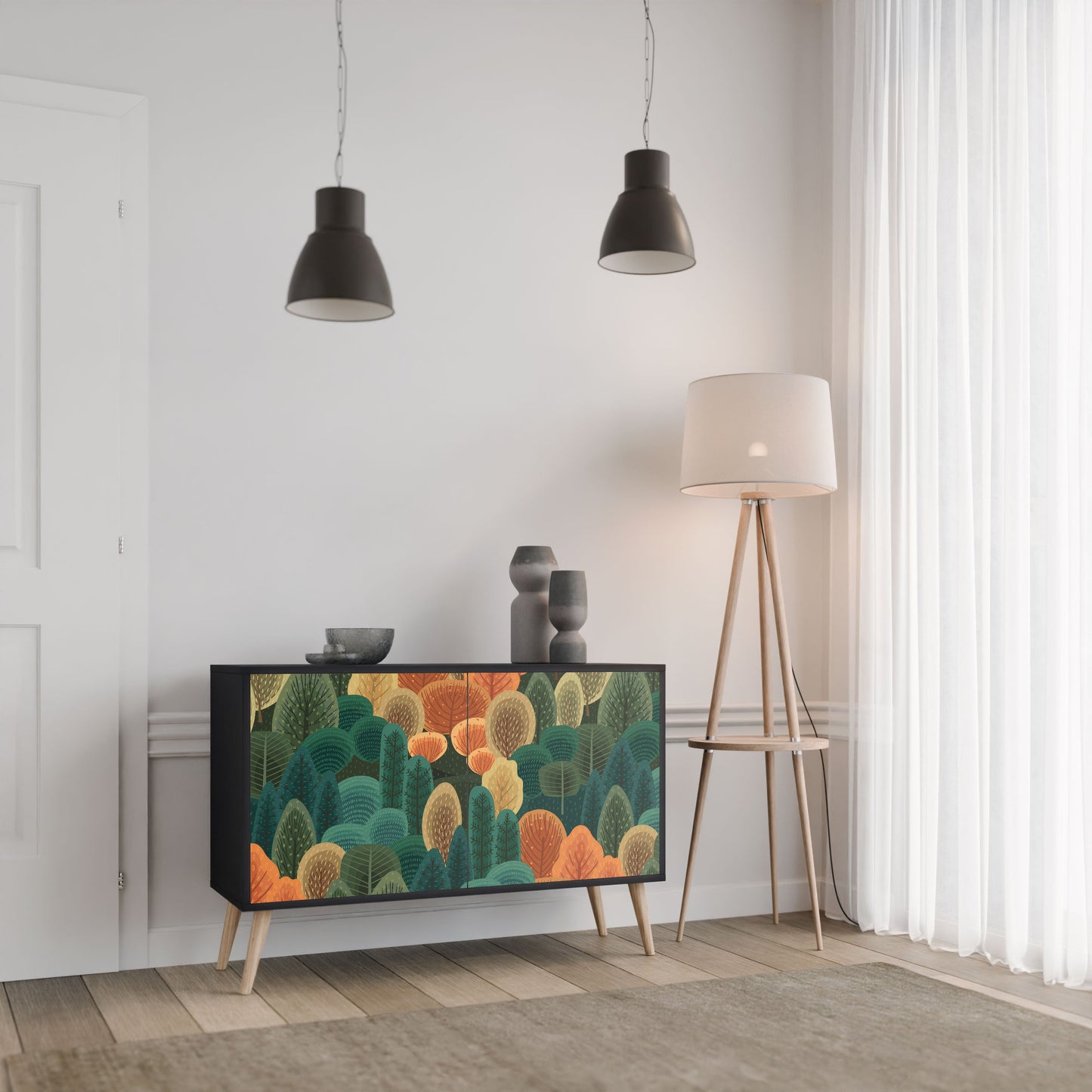 Credenza AUTUMN KALEIDOSCOPE a 2 ante in finitura nera