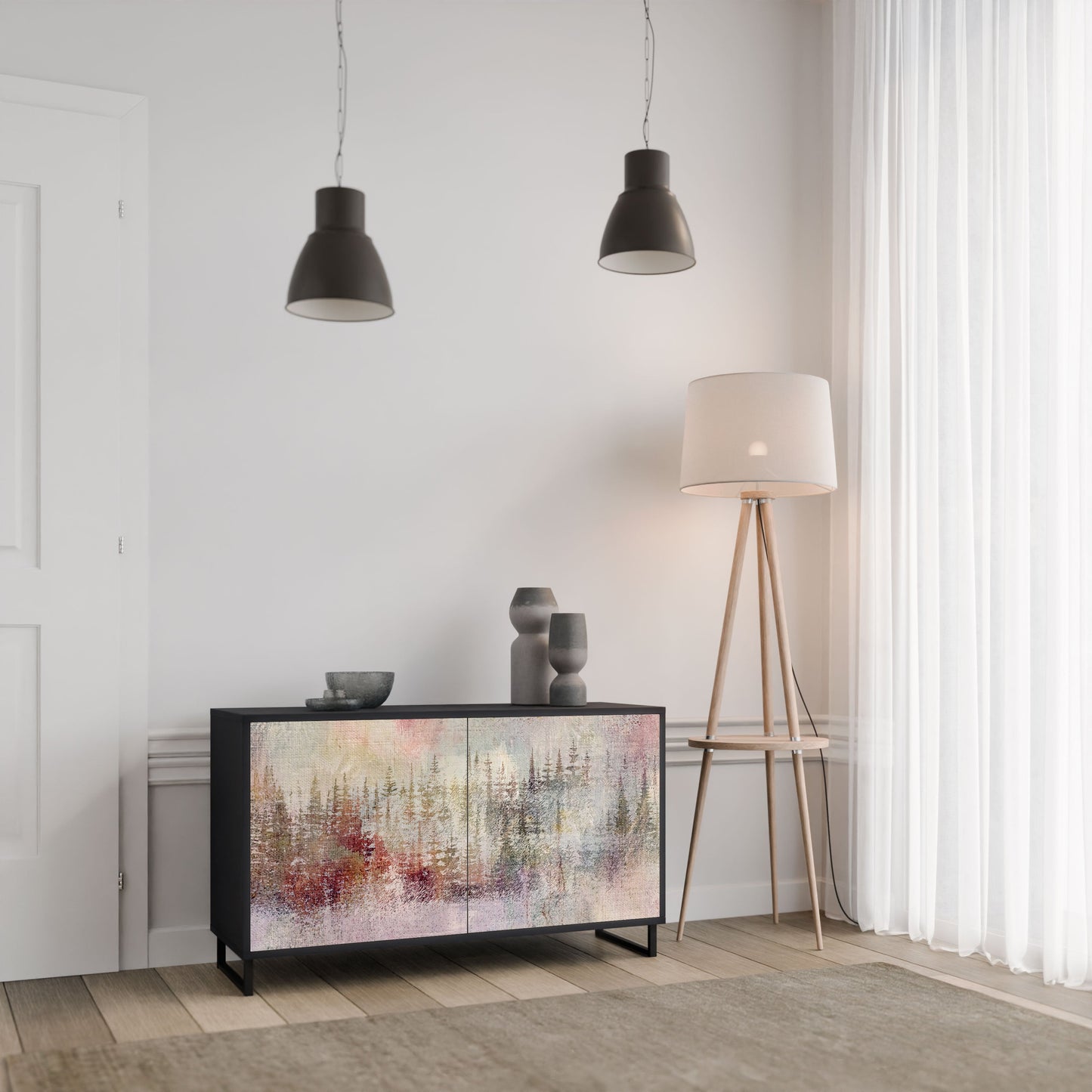 Credenza a 2 ante VEILED SUMMIT in finitura nera