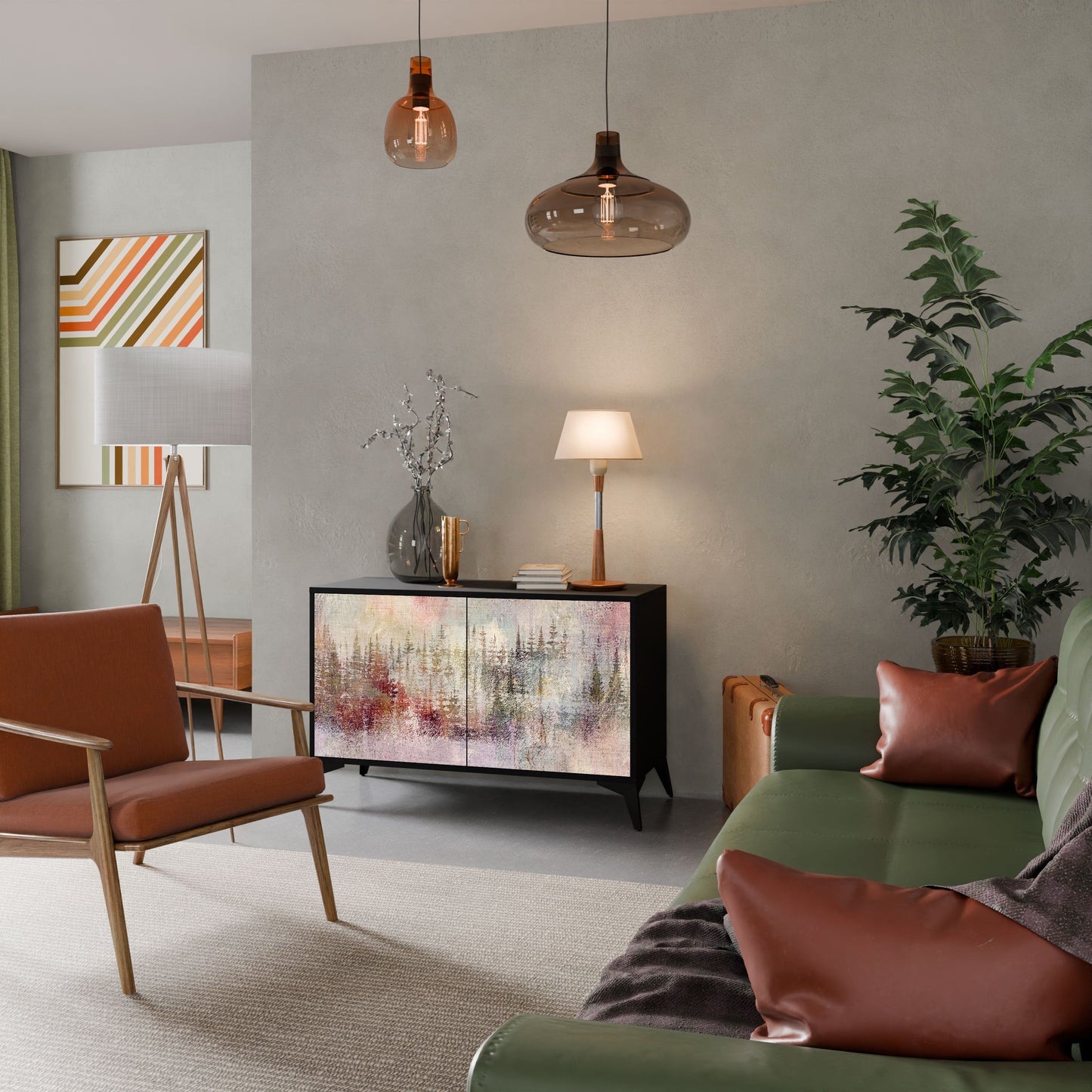 Credenza a 2 ante VEILED SUMMIT in finitura nera